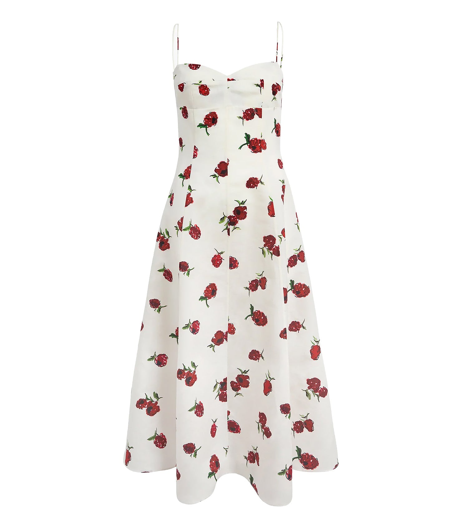 KHAITE Isabella Dress Cream with Raspberry Print