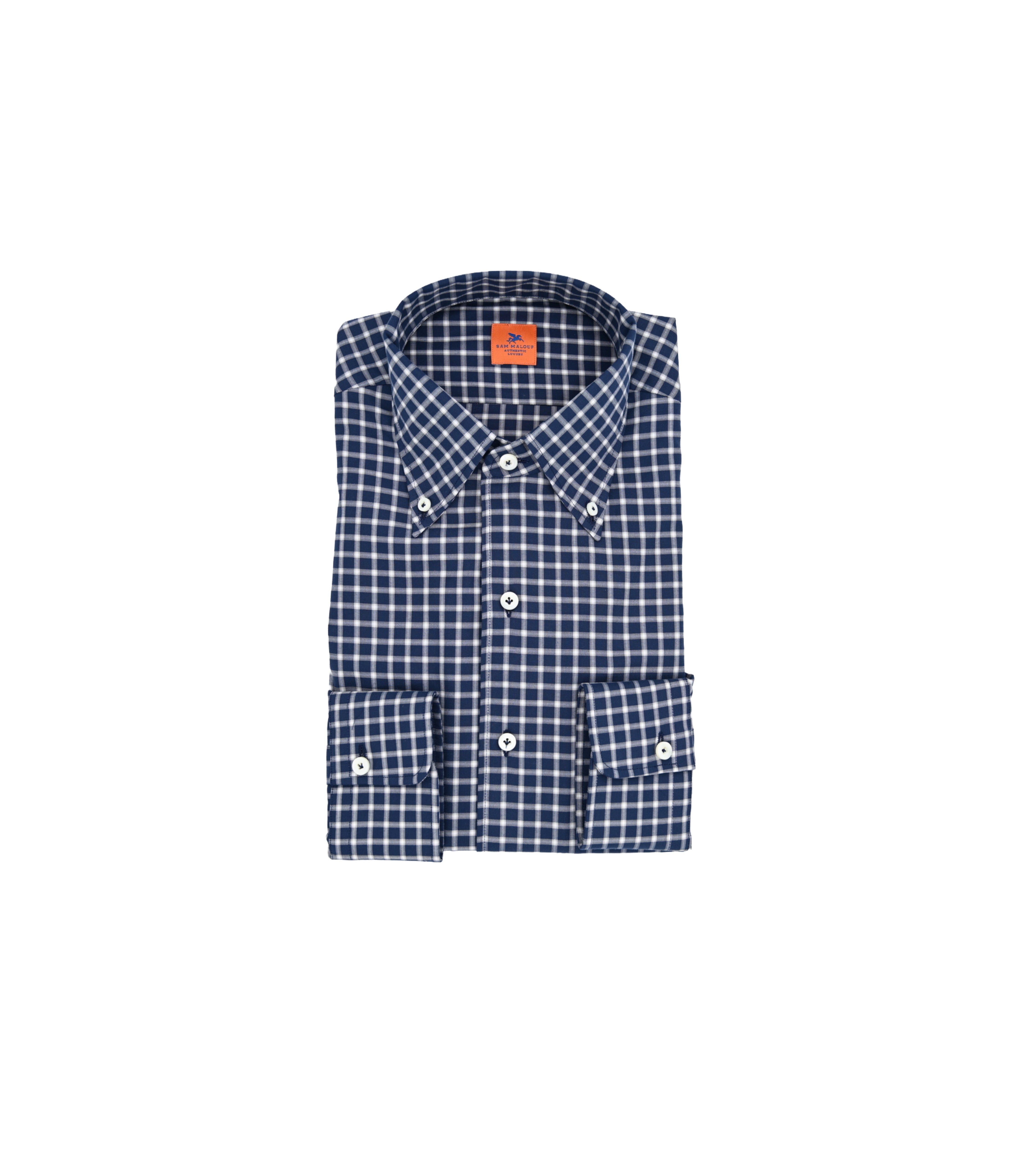 SAM MALOUF ORANGE LABEL Burgundy Windowpane Sport Shirt
