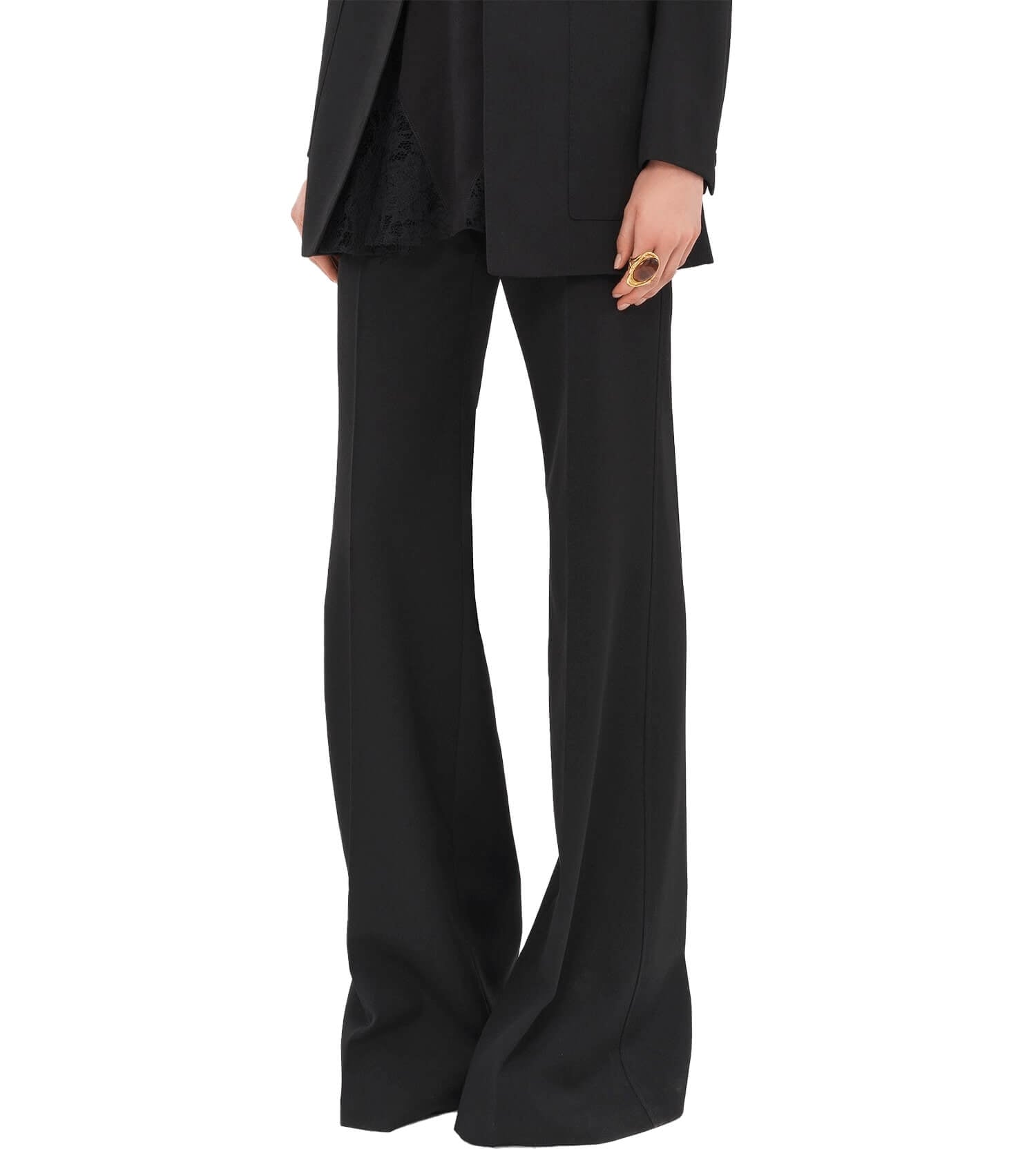 CHLOÉ High-rise flared pants in wool grain de poudre