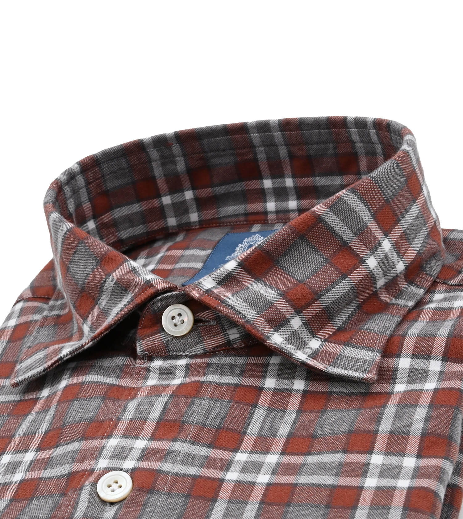 FINAMORE Brushed Cotton Plaid Sport Shirt