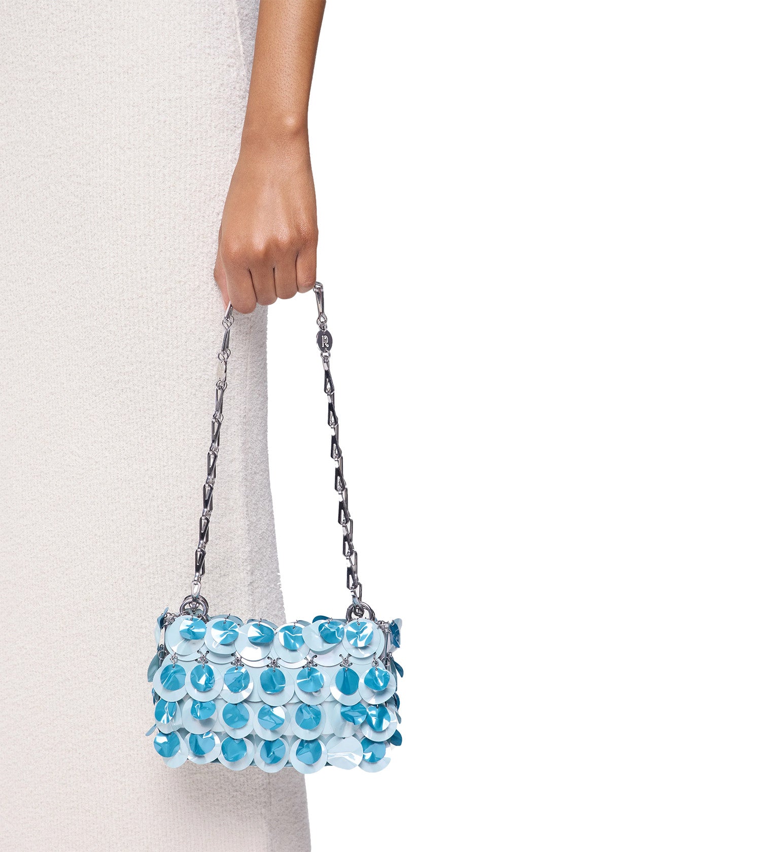 RABANNE Blue Sparkle Small Bag