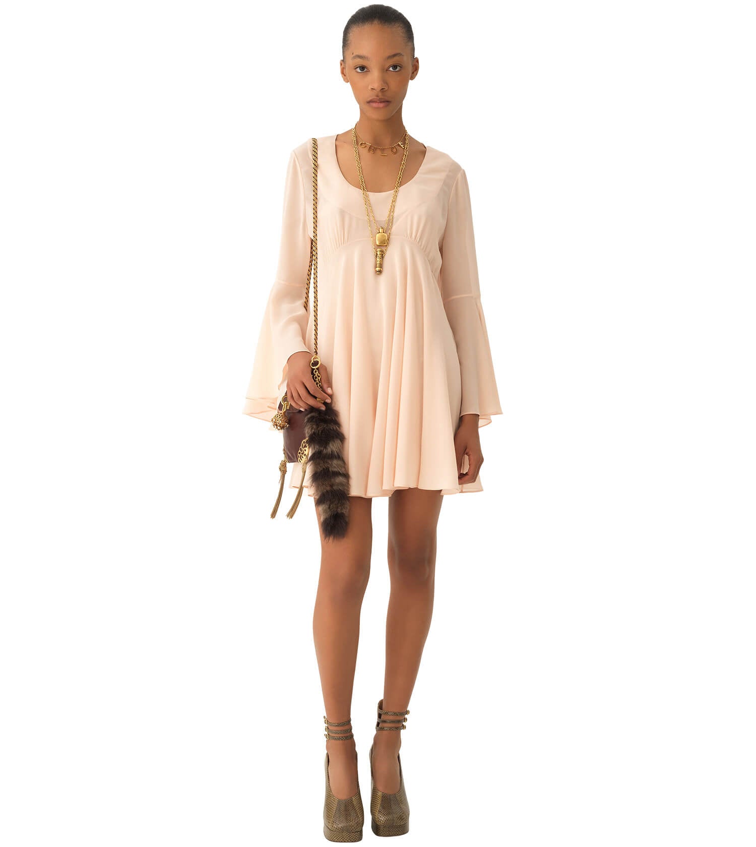 CHLOÉ Ruched Pink Mini Dress