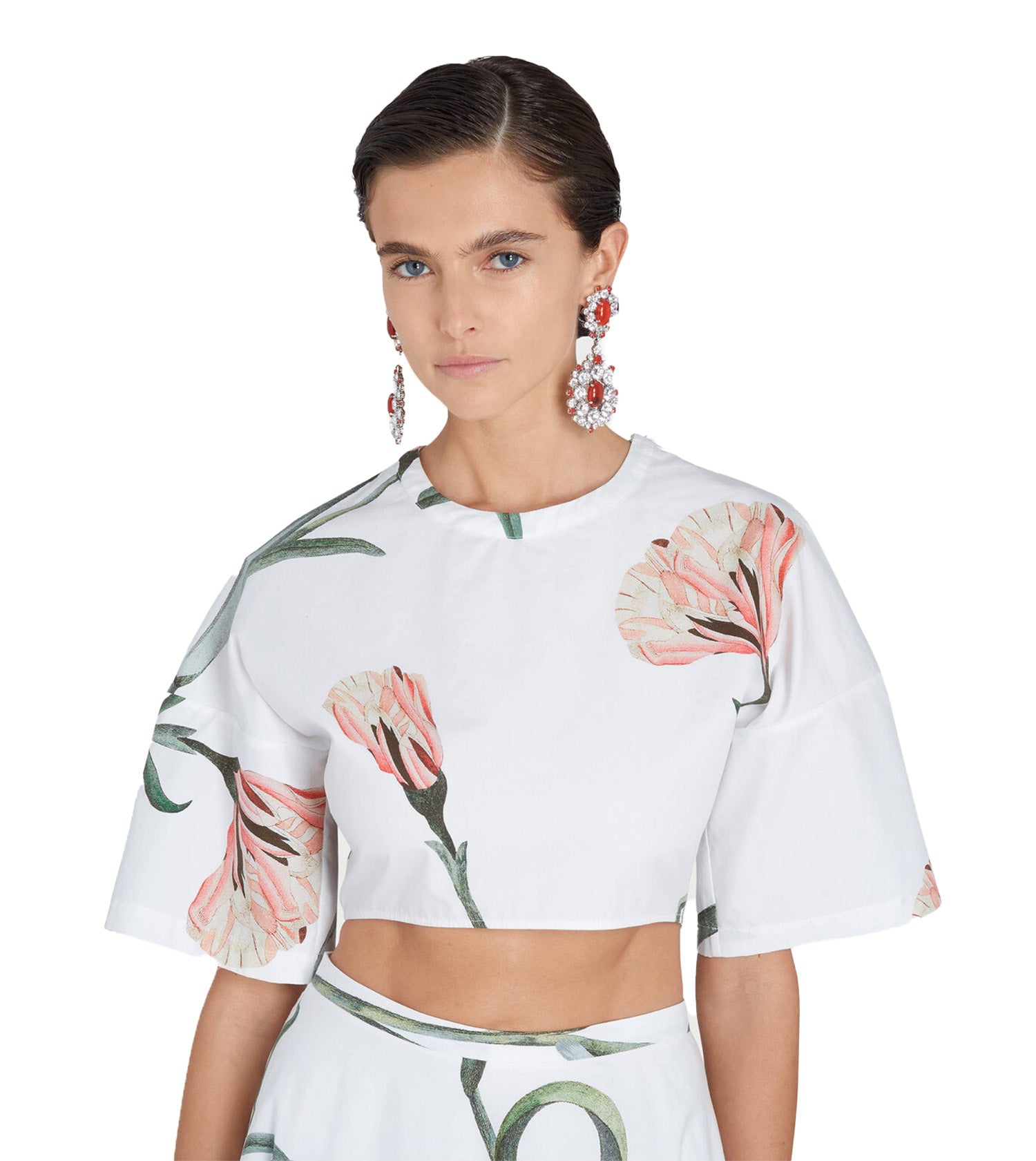 GIAMBATTISTA VALLI Popeline Printed Short Sleeve Top