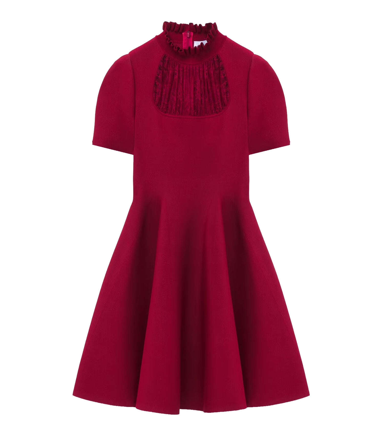 MCQUEEN Lace Panel Mini Dress in Crimson MCQUEEN Lace Panel Mini Dress in Crimson