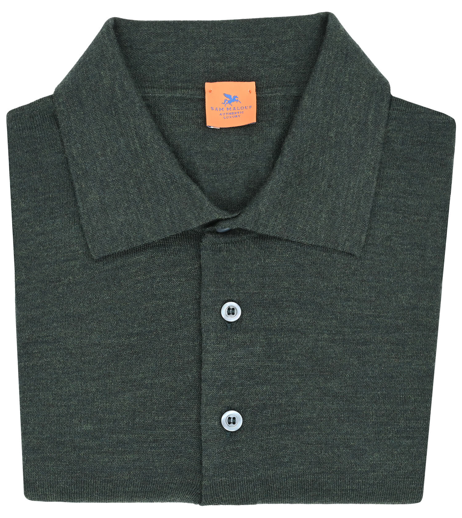 SAM MALOUF ORANGE LABEL Extrafine Merino Wool Long Sleeve Polo