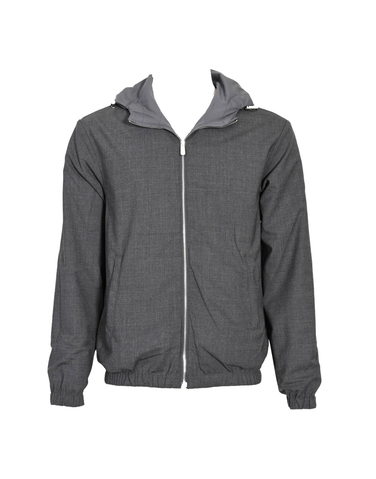 Gray jacket with a hood on a white background