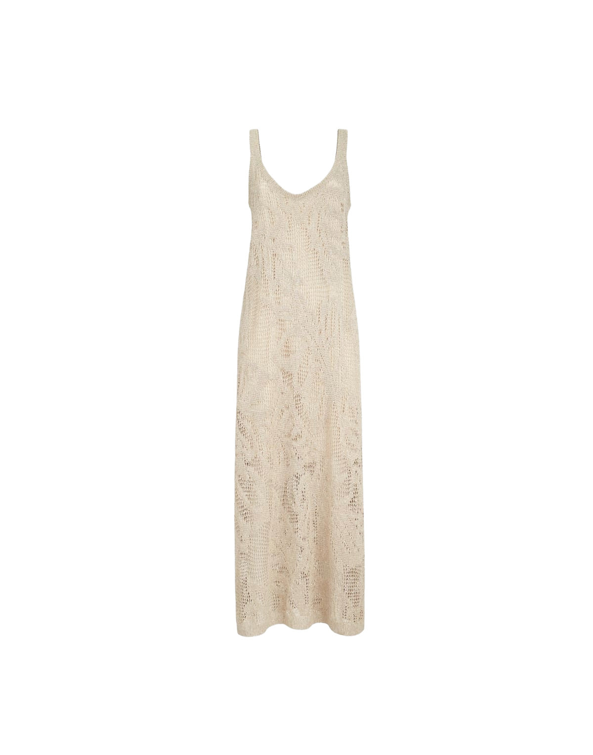 Beige sleeveless dress on a white background