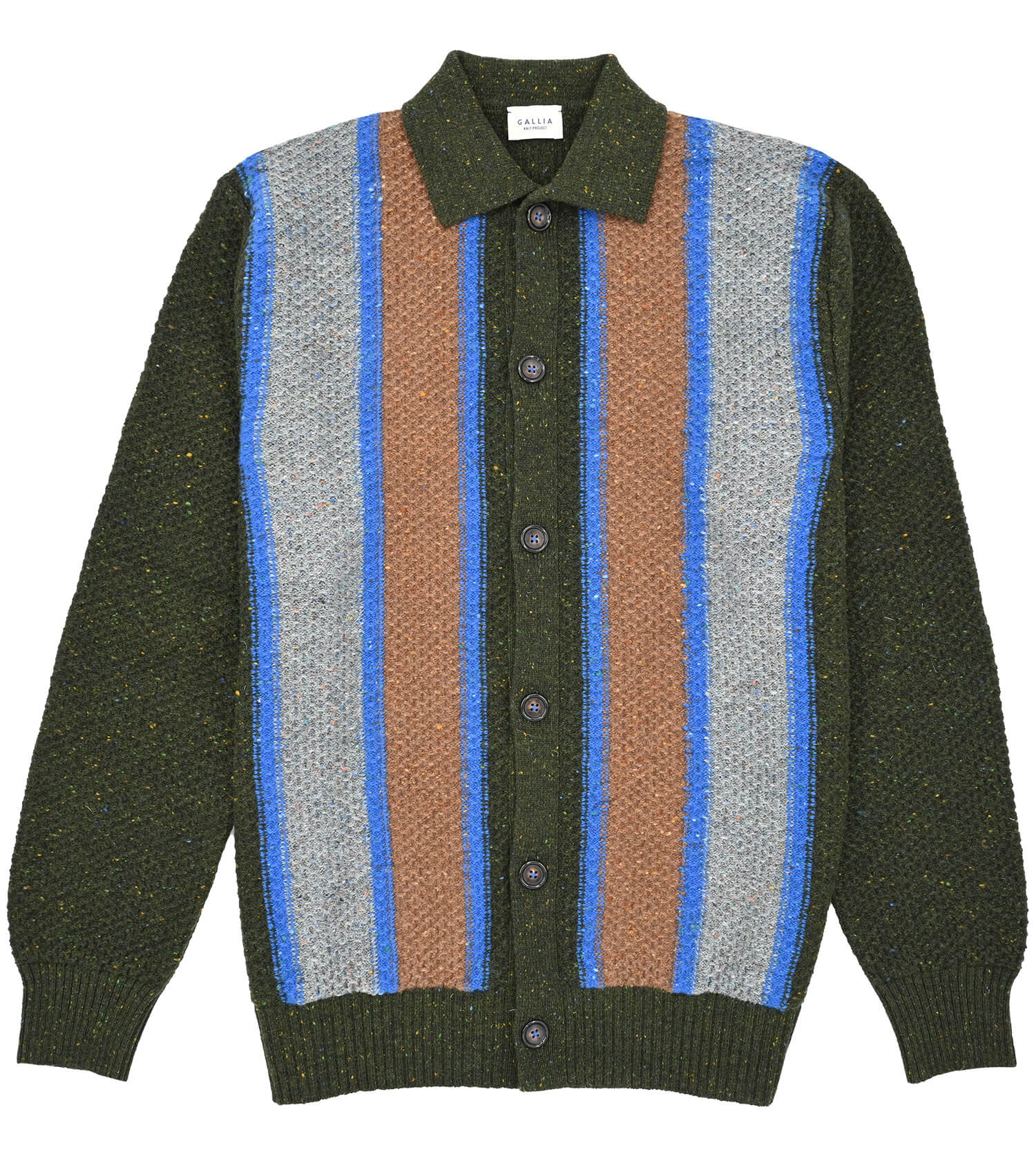GALLIA Wool Multi Striped Cardigan Sweater