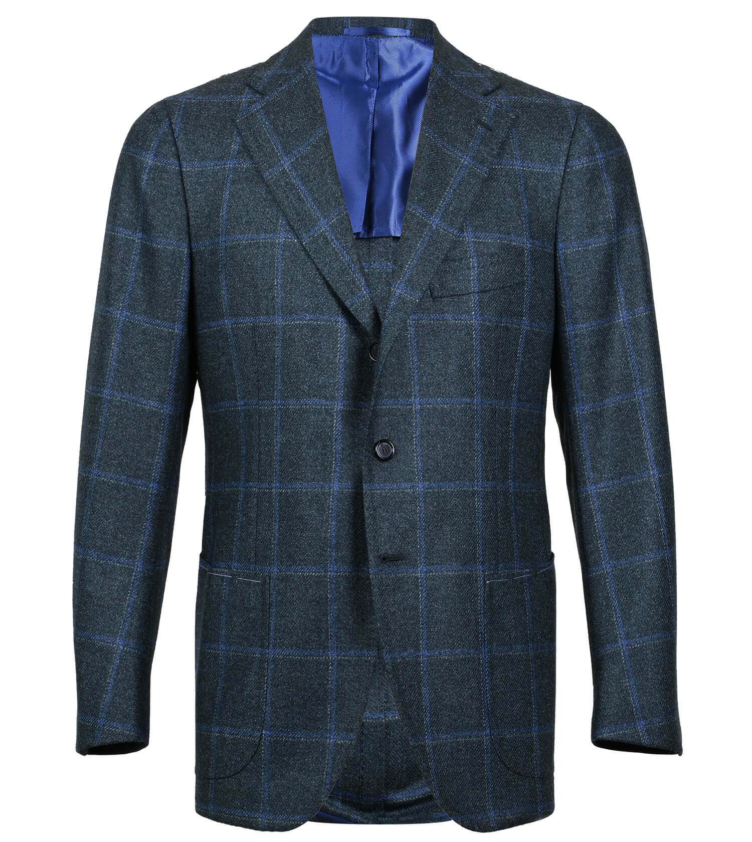 CESARE ATTOLINI Green/Blue Windowpane Sport Coat