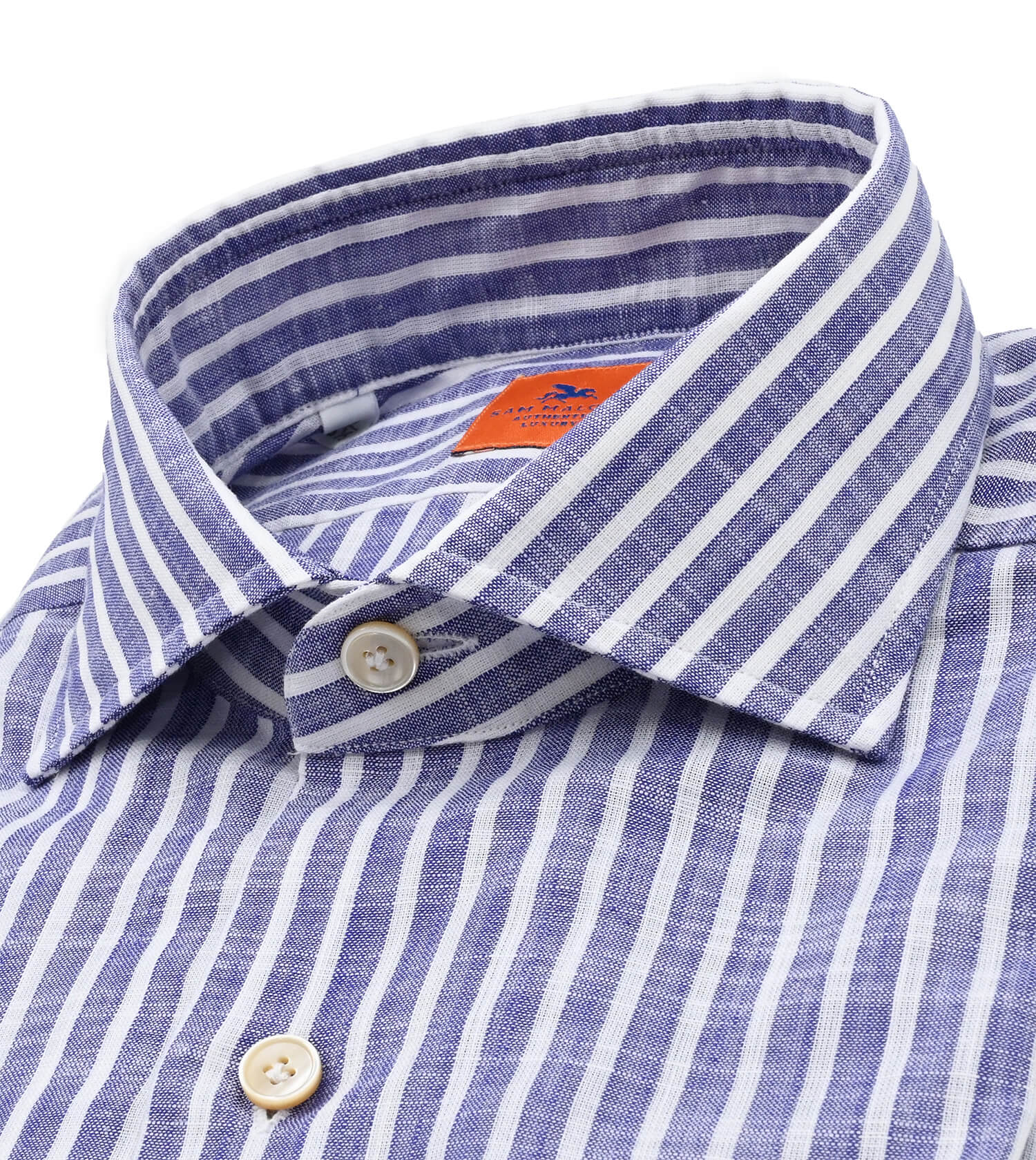SAM MALOUF ORANGE LABEL Long Sleeve Linen Bengal Stipe Sport Shirt