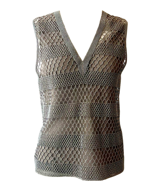 BRUNELLO CUCINELLI Precious net embroidery top with