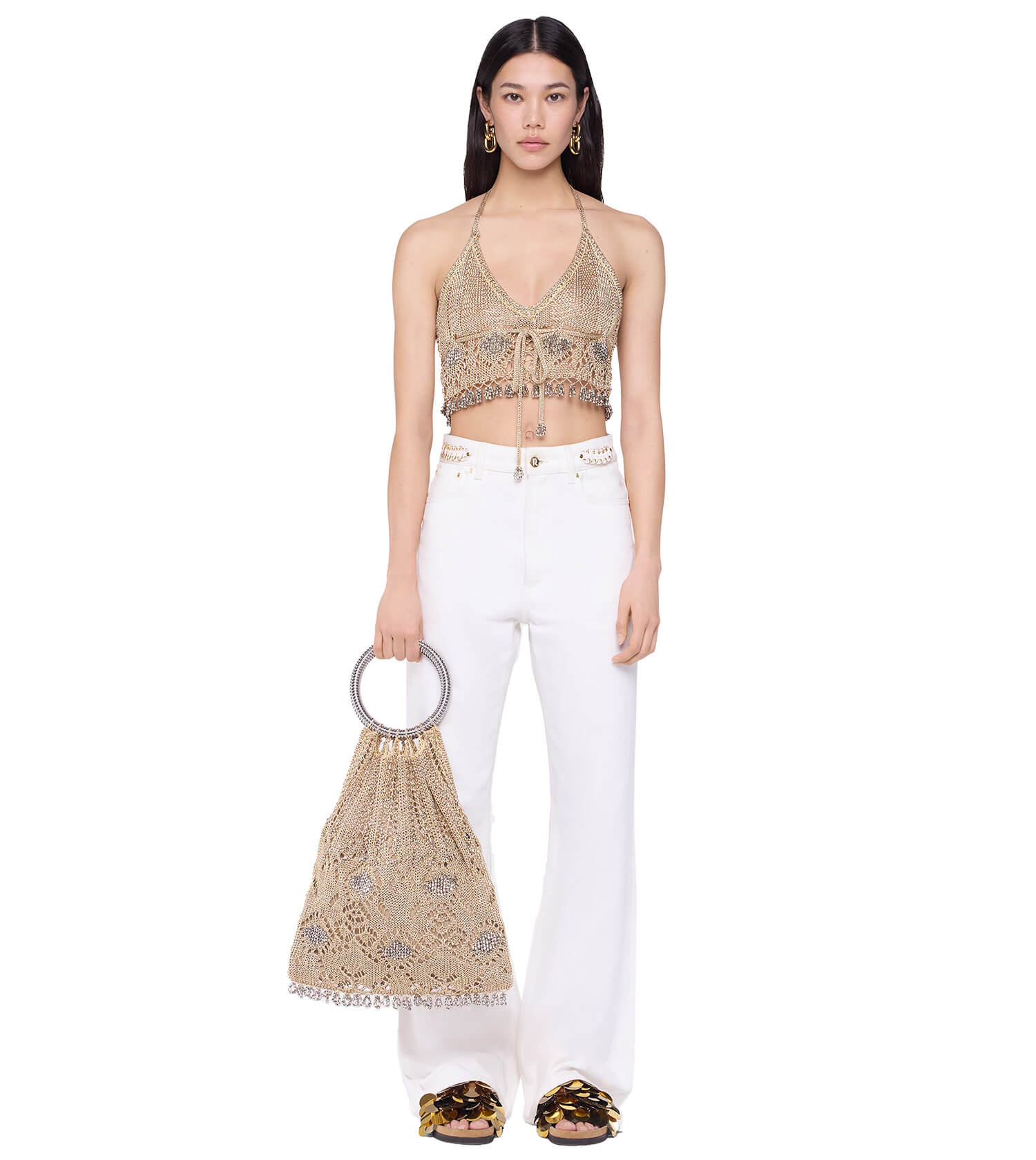 RABANNE Bralette In Crochet adorned with beaded embroidery