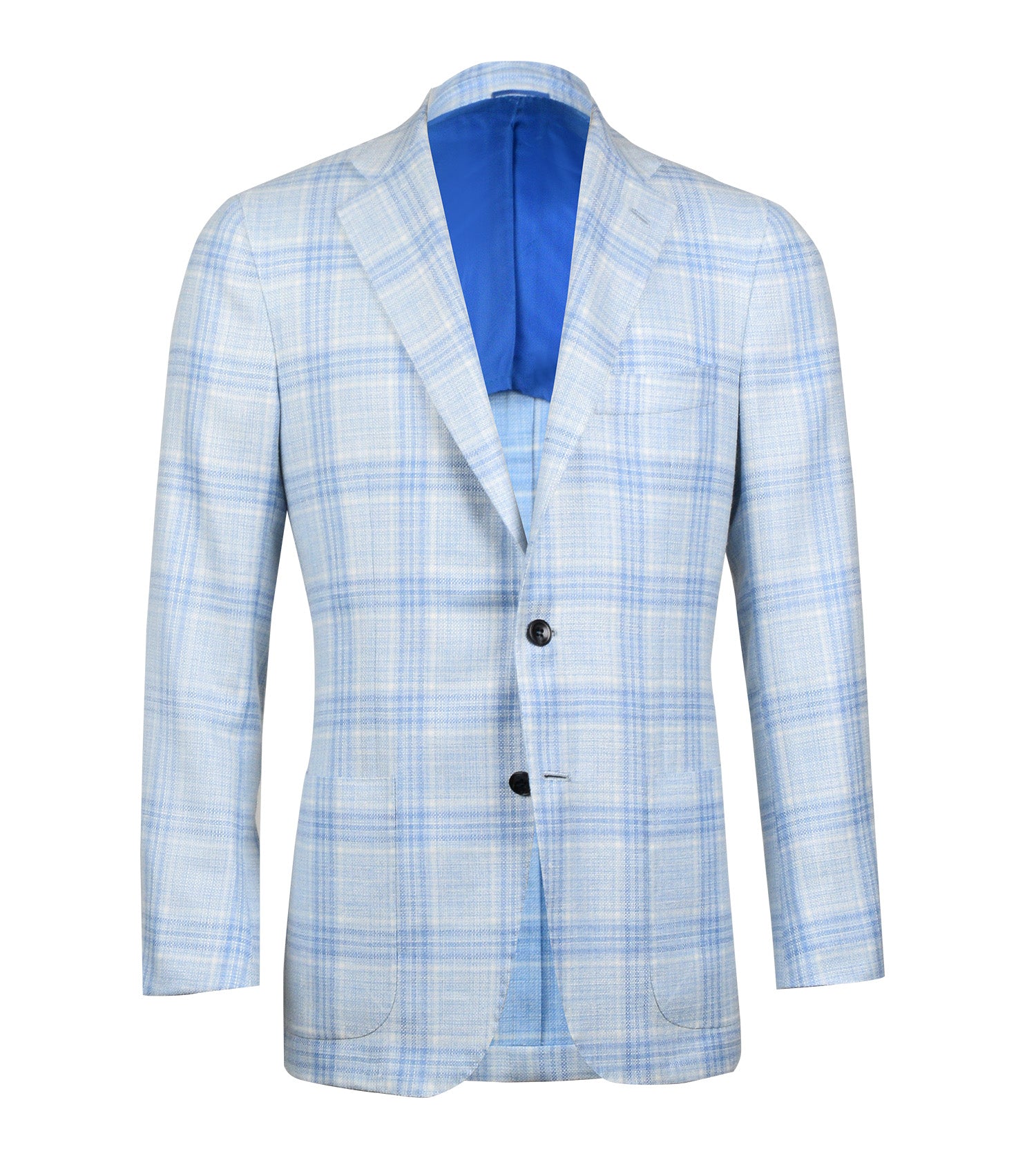KITON Blue and White Plaid Sport Coat