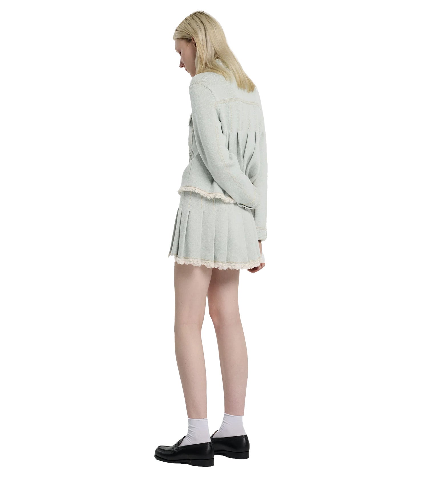 BARRIE Long Sleeve Jacket Denim Pleats