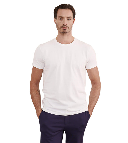 PYA Short Sleeve Crew Neck T-Shirt Small White | Sam Malouf