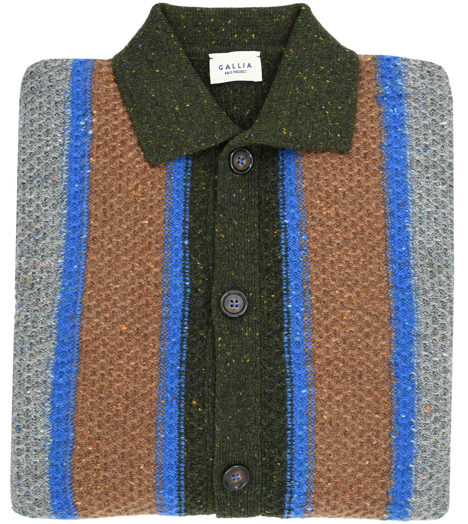 GALLIA Wool Multi Striped Cardigan Sweater