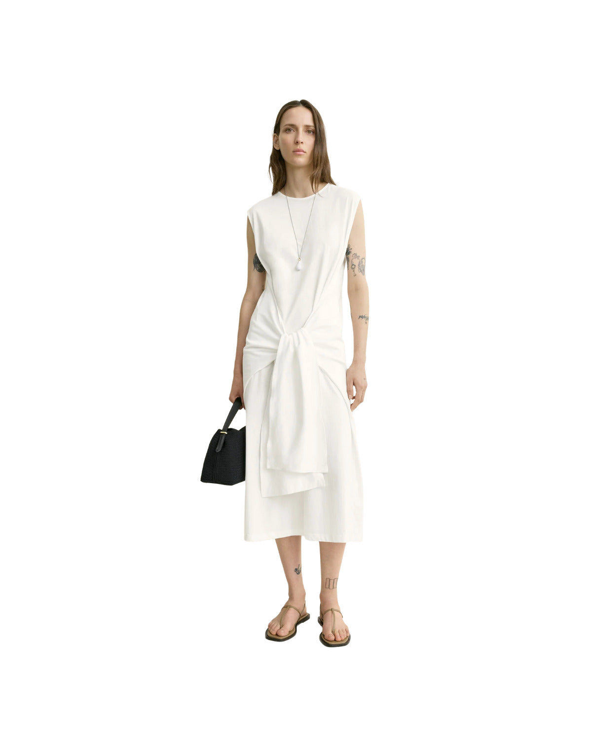 toteme white dress TOTEME Tie Waist Jersey Dress