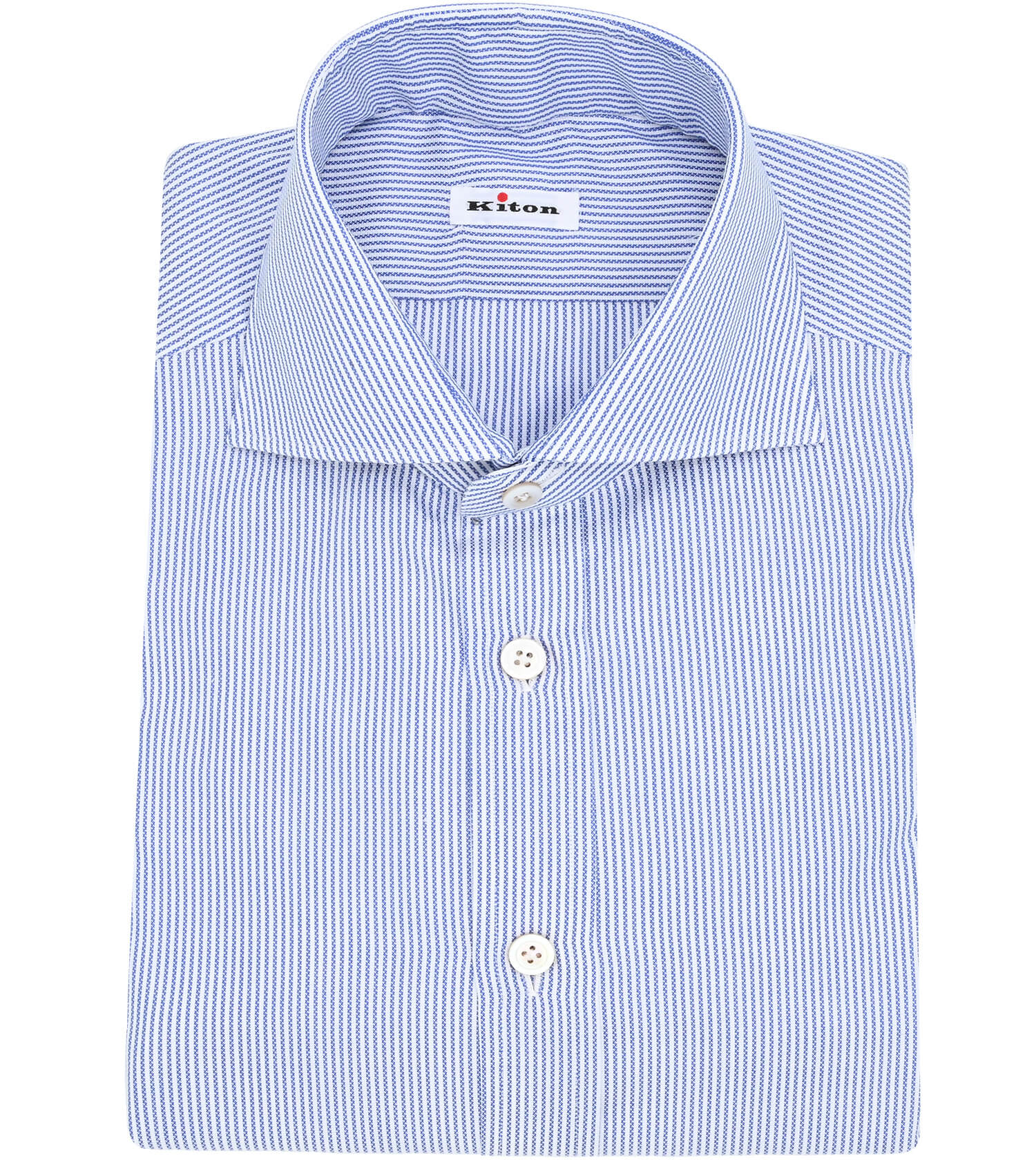 KITON Blue/White Striped Sport Shirt