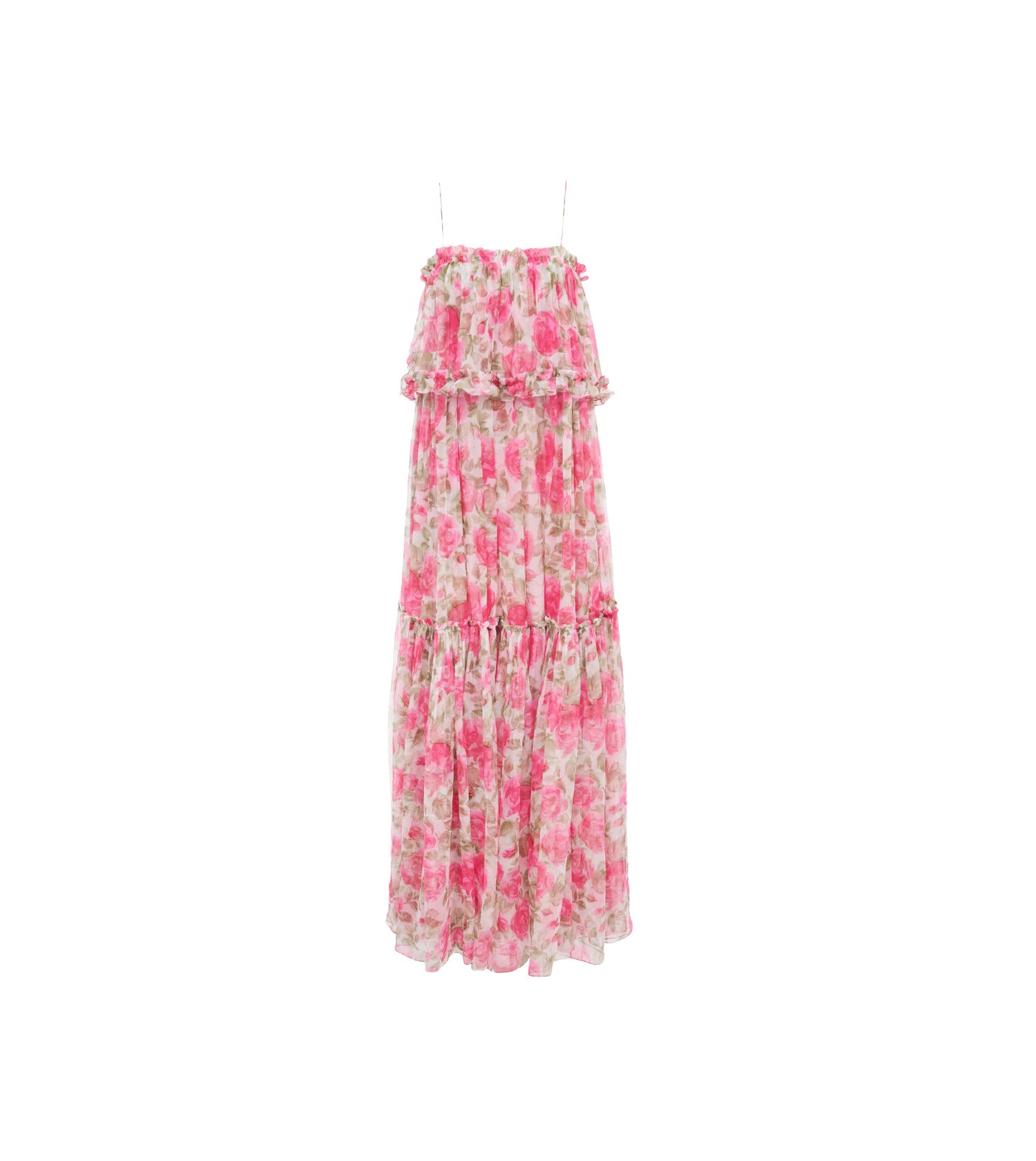 chloe silk mousseline dress Oversized long ruffled dress in silk mousseline