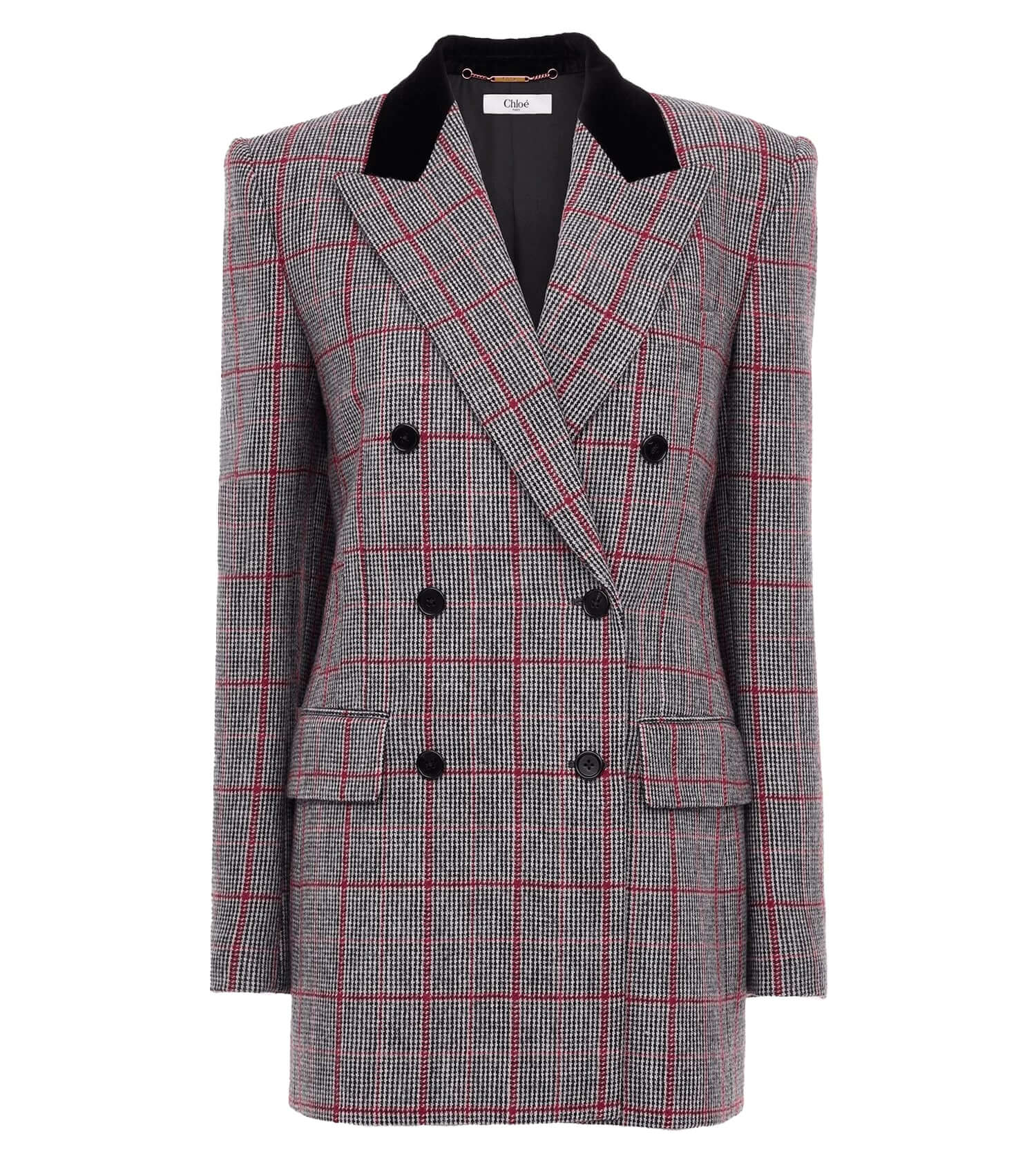 CHLOÉ Double-breasted tailored jacket in wool check