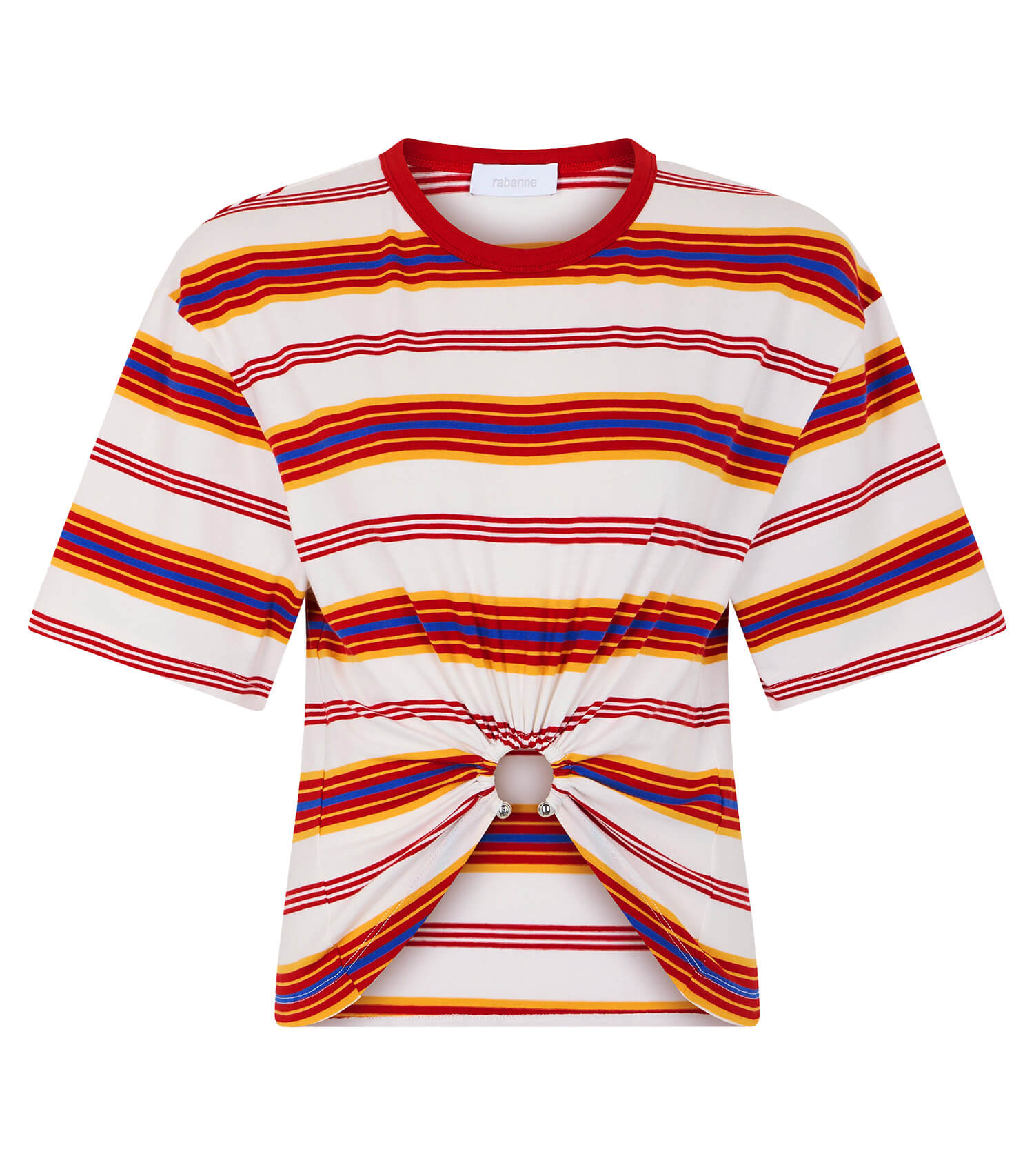 RABANNE Cropped T-Shirt In Cotton Stripe Pattern