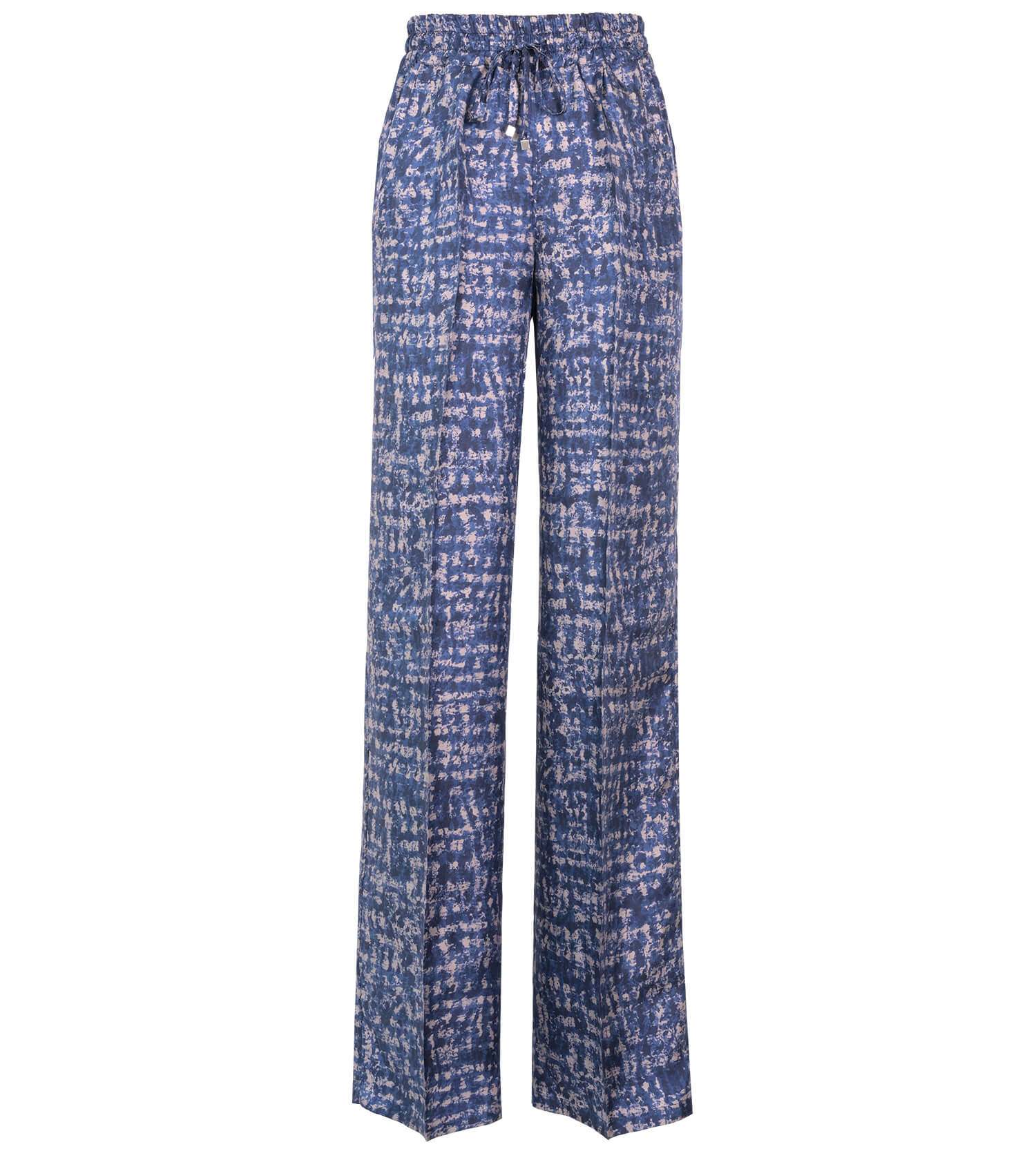 KITON Blue Geometric Printed Silk Pants