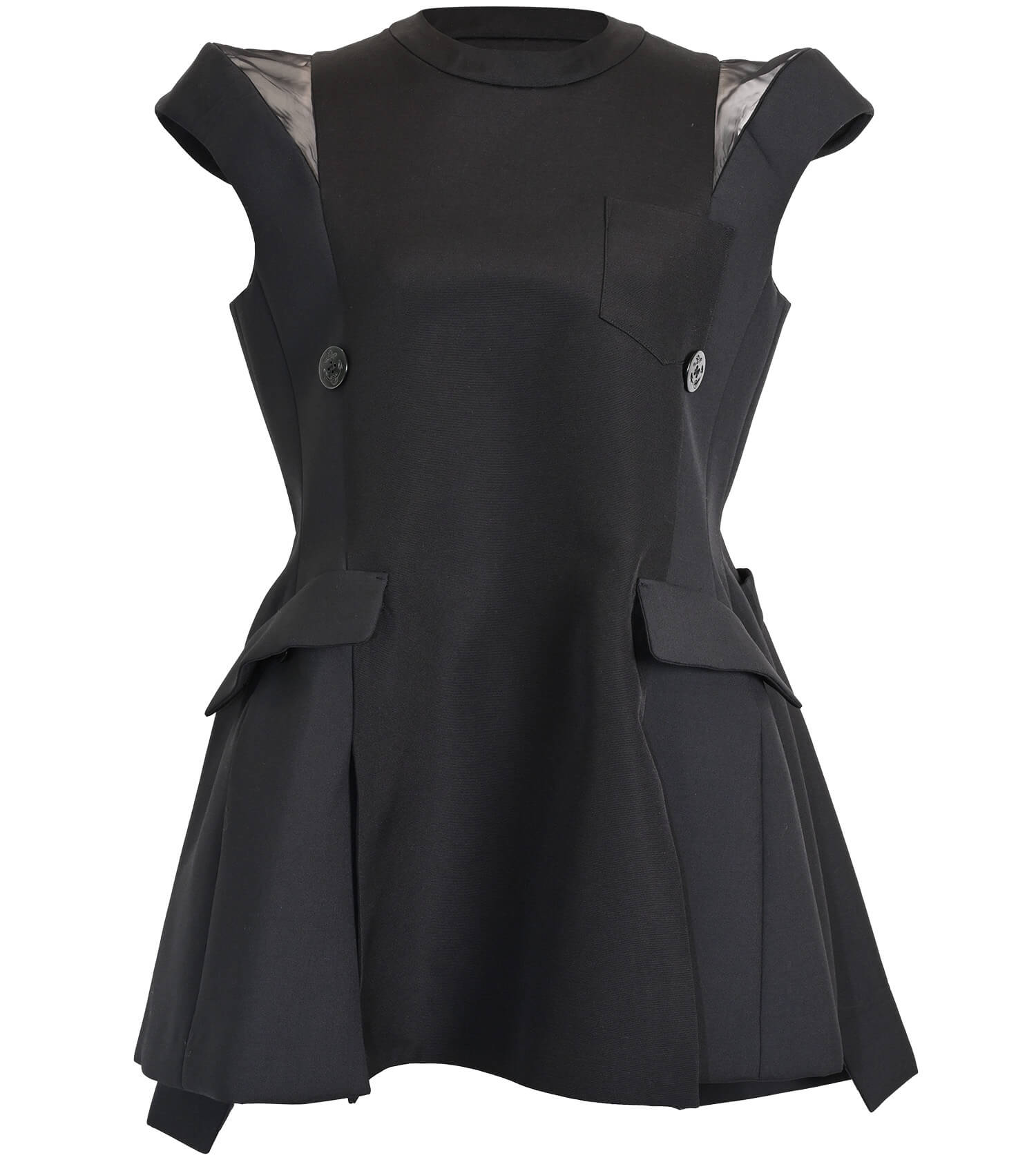 SACAI Double-Faced Silk Cotton Dress Patch pocket