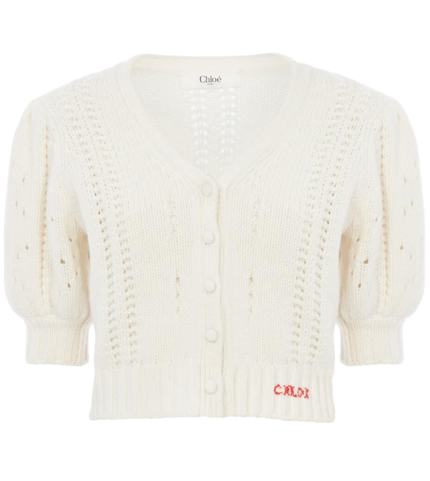 CHLOÉ Puff Sleeve V-neck Sweater
