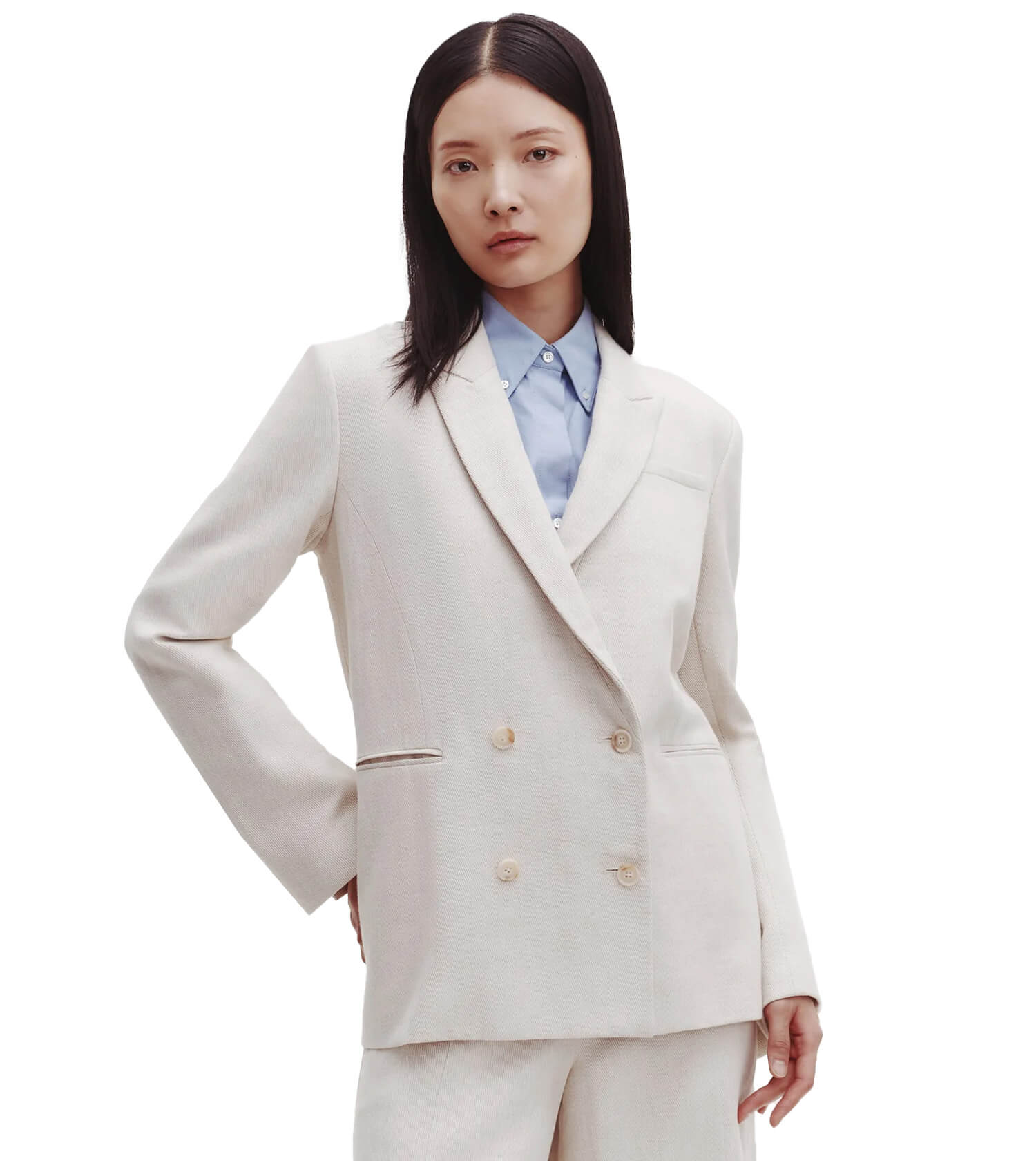 TWP Tabitha Double Breasted Jacket in Coated Linen