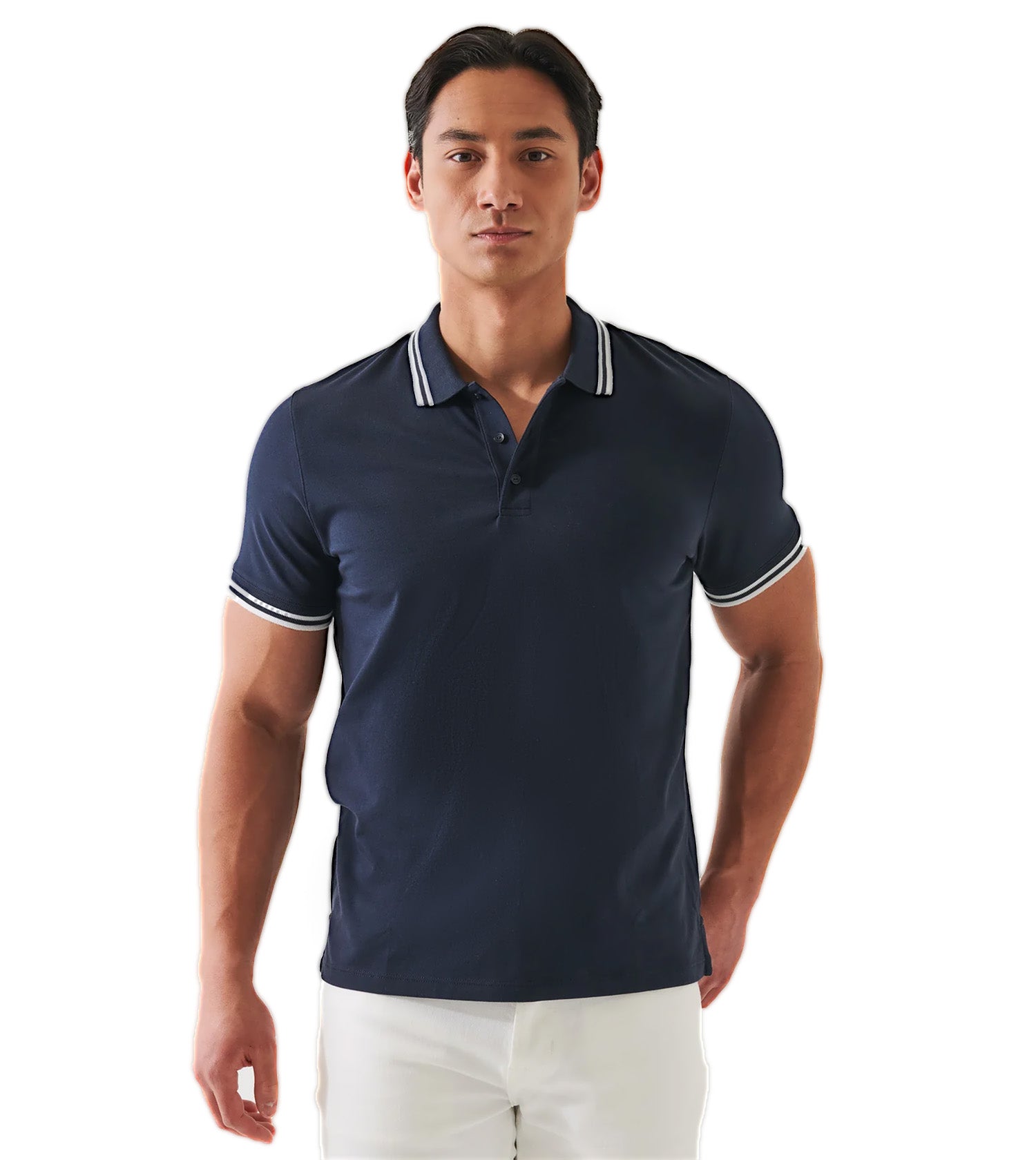 PATRICK ASSARAF Short Sleeve Iconic Tipped Button Polo