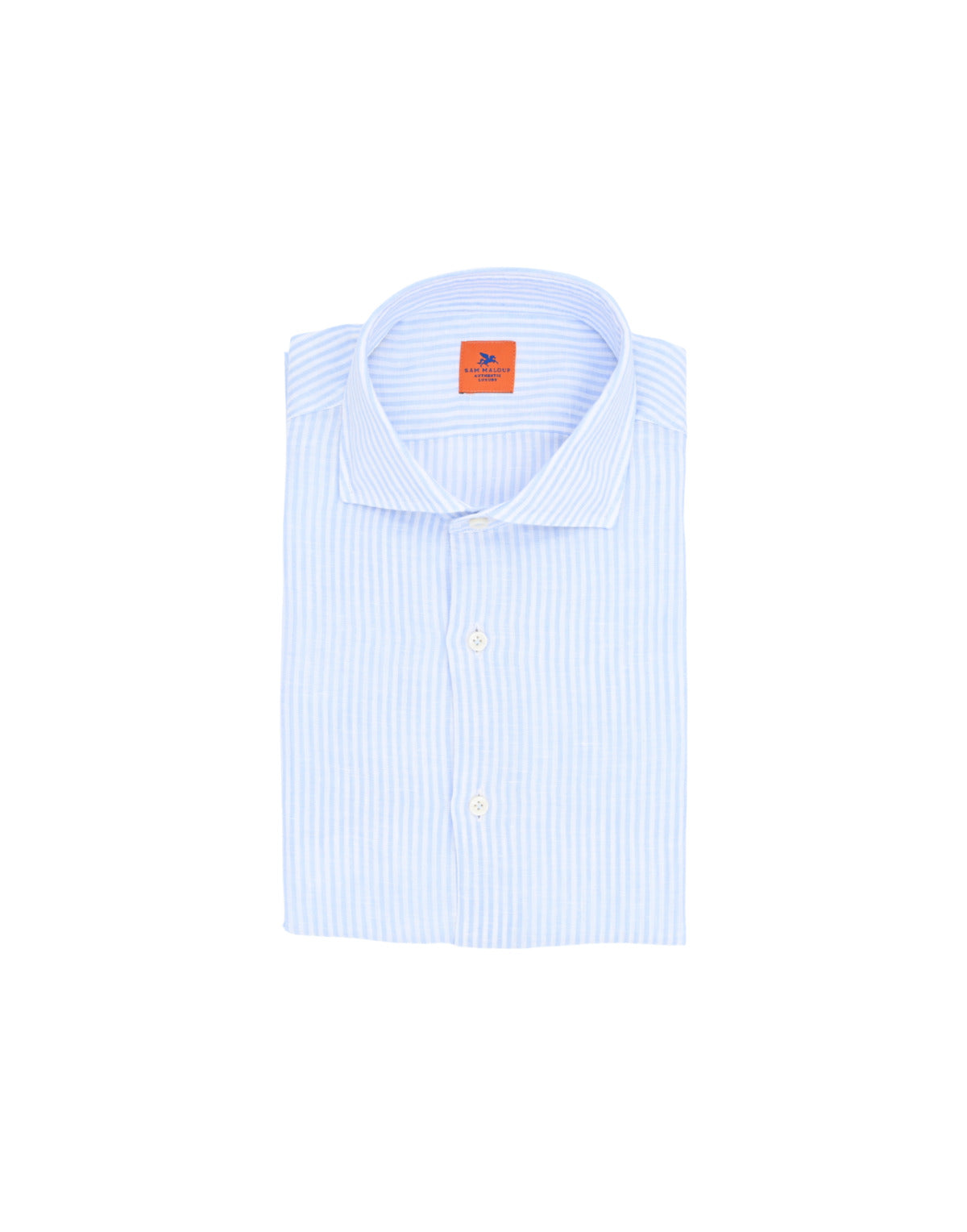 SAM MALOUF Orange Label Striped Linen Shirt