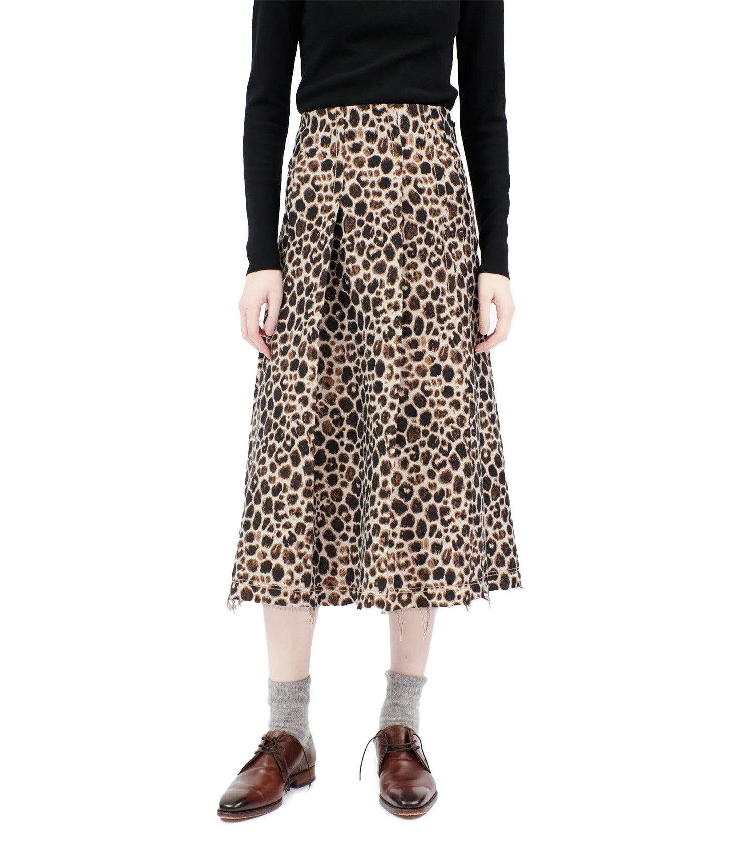 ODEEH Animal Printed Flare Skirt