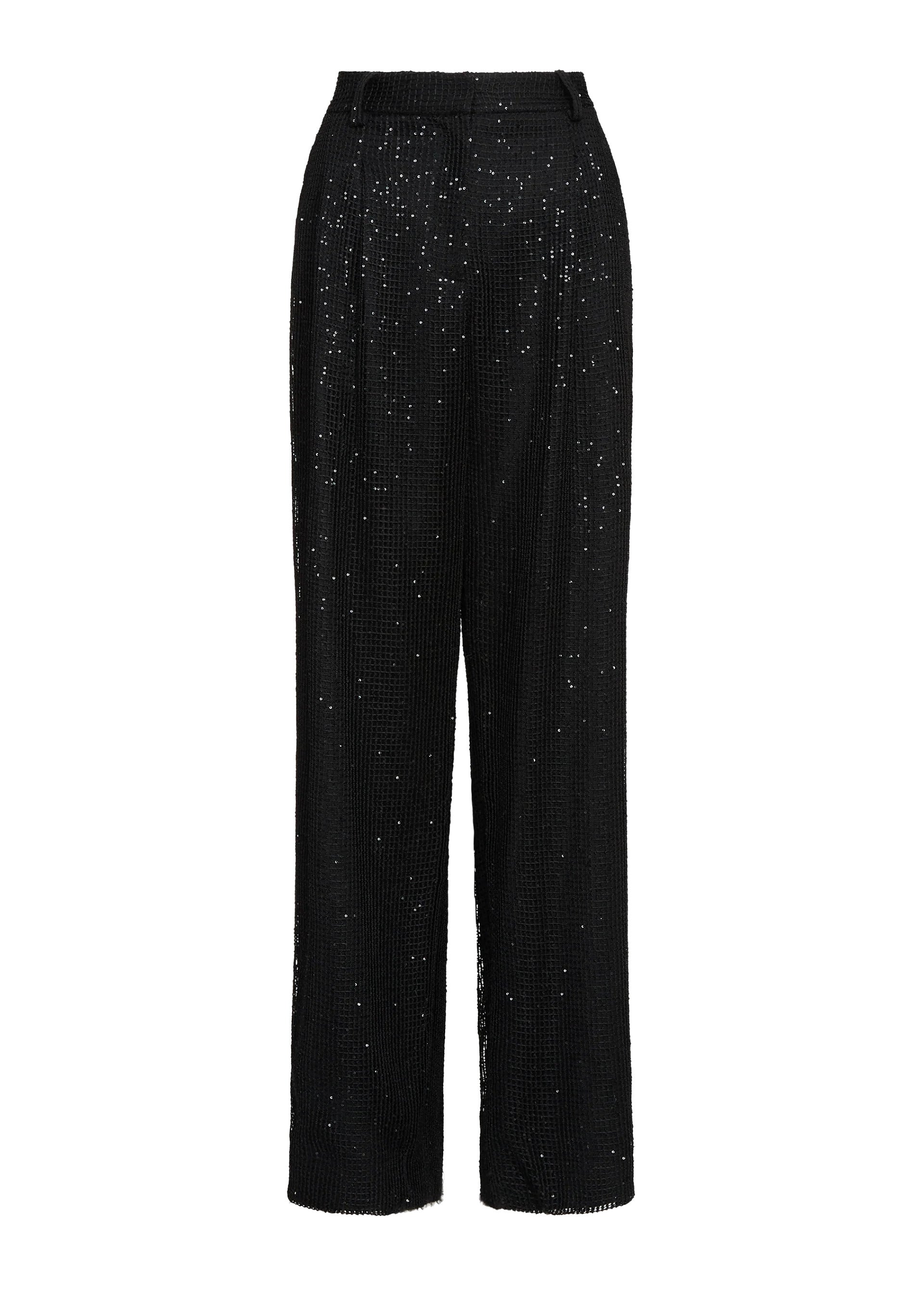 Black pants with a subtle pattern on a white background