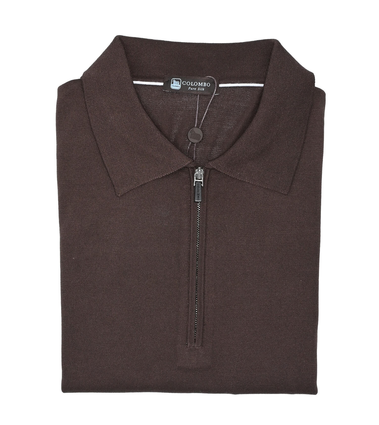 COLOMBO Silk Long Sleeve Polo Sweater