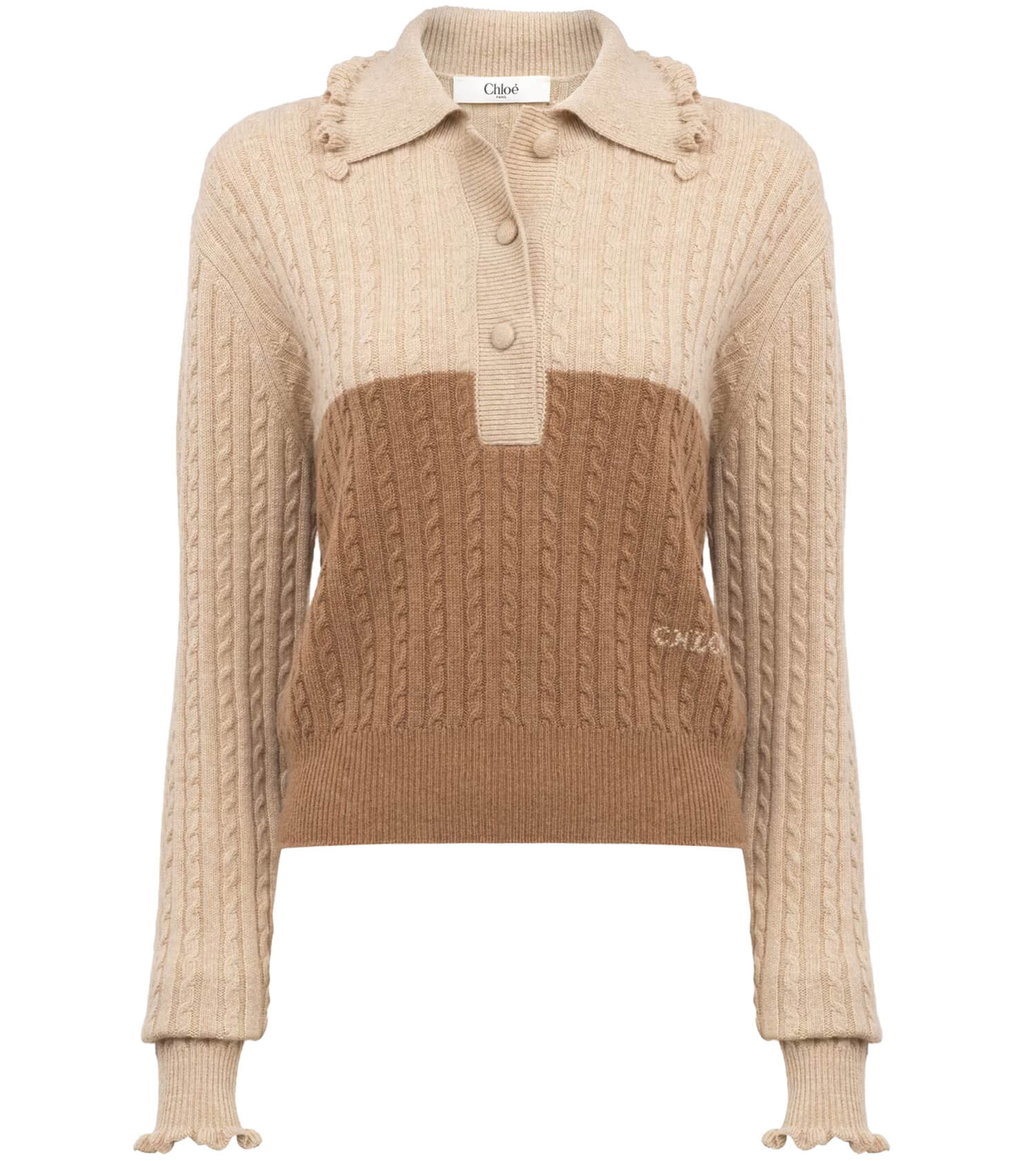 CHLOÉ Color Block Polo Sweater