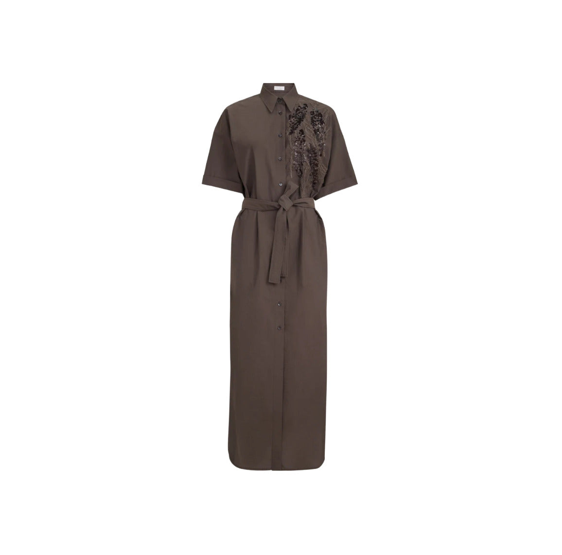 brunello cucinelli long dress Brunello Cucinelli Belted Sleeveless Maxi Dress | Neutrals