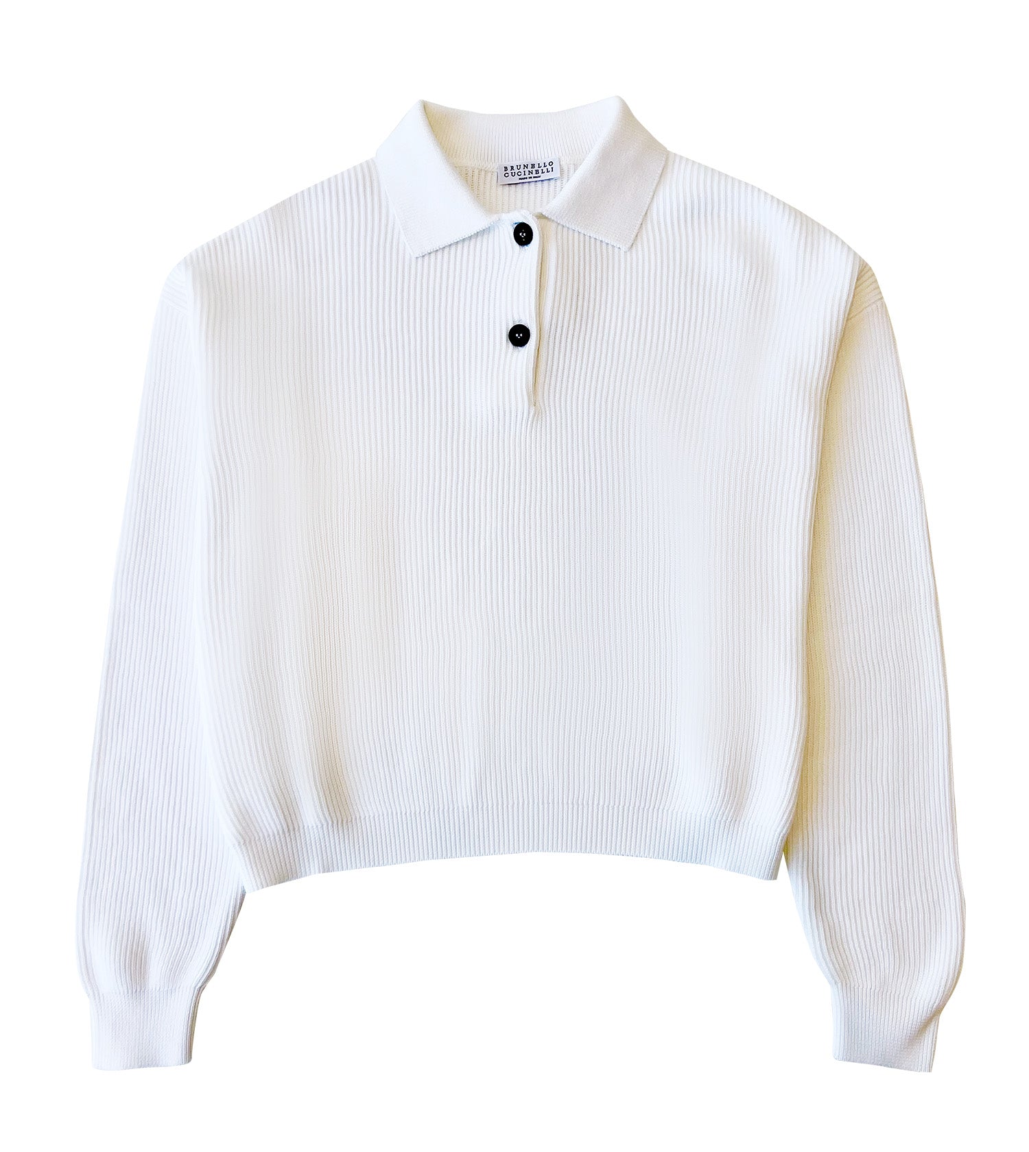 BRUNELLO CUCINELLI Cotton English Rib Polo Sweater