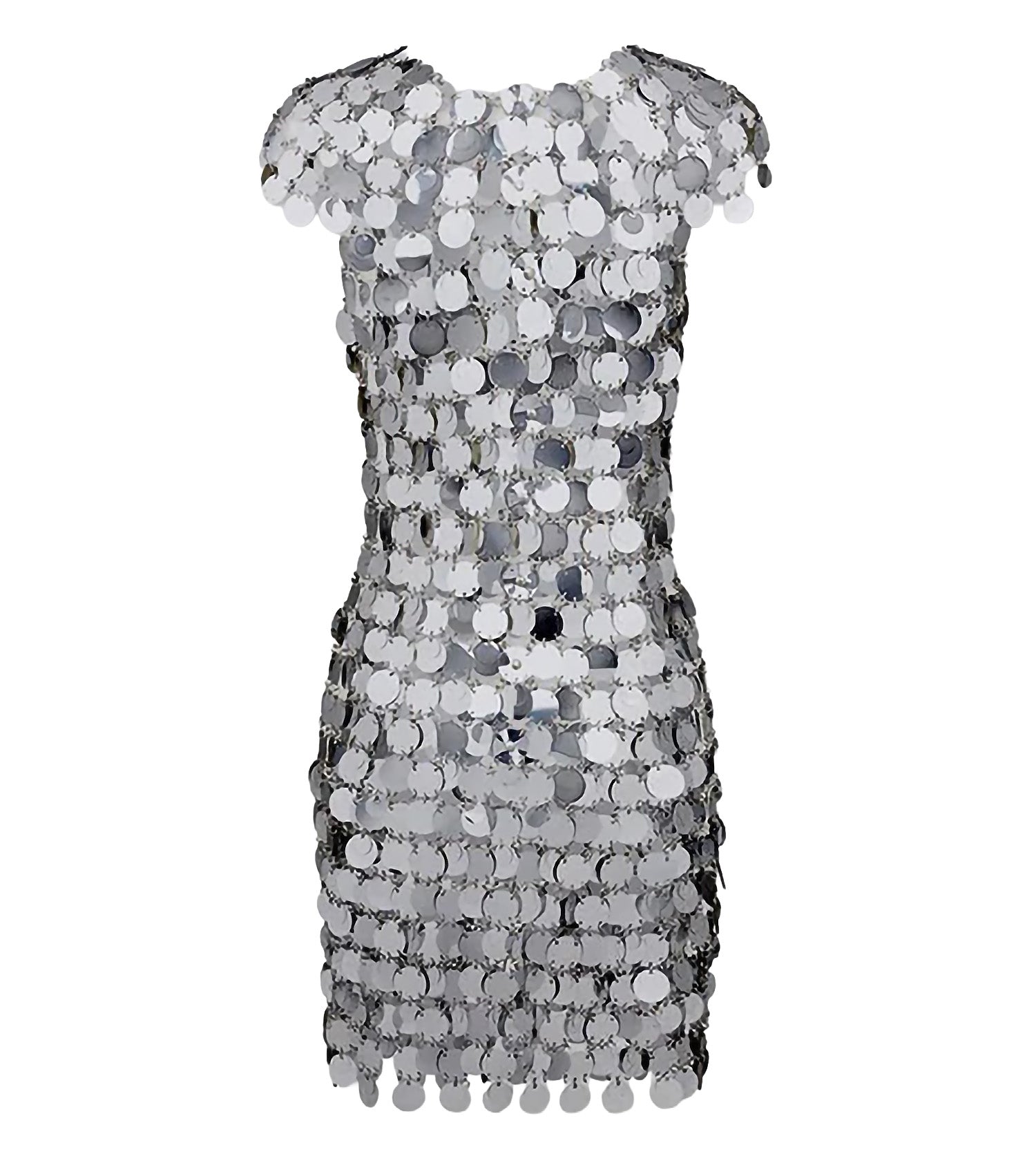 RABANNE The Iconic Silver Sparkle Disc Dress