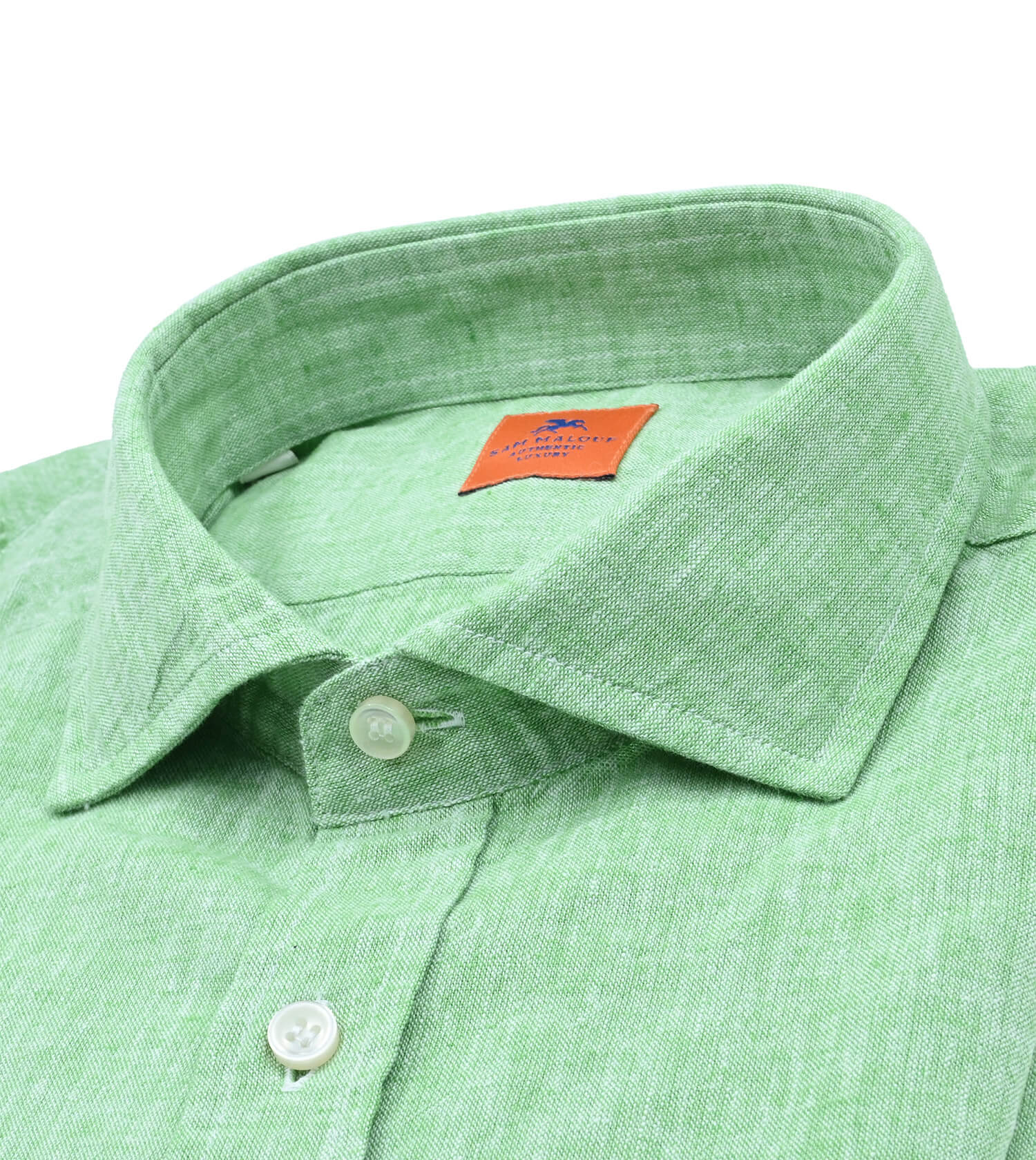 SAM MALOUF Orange Label Washed Cotton/Linen Long Sleeve Sport Shirt