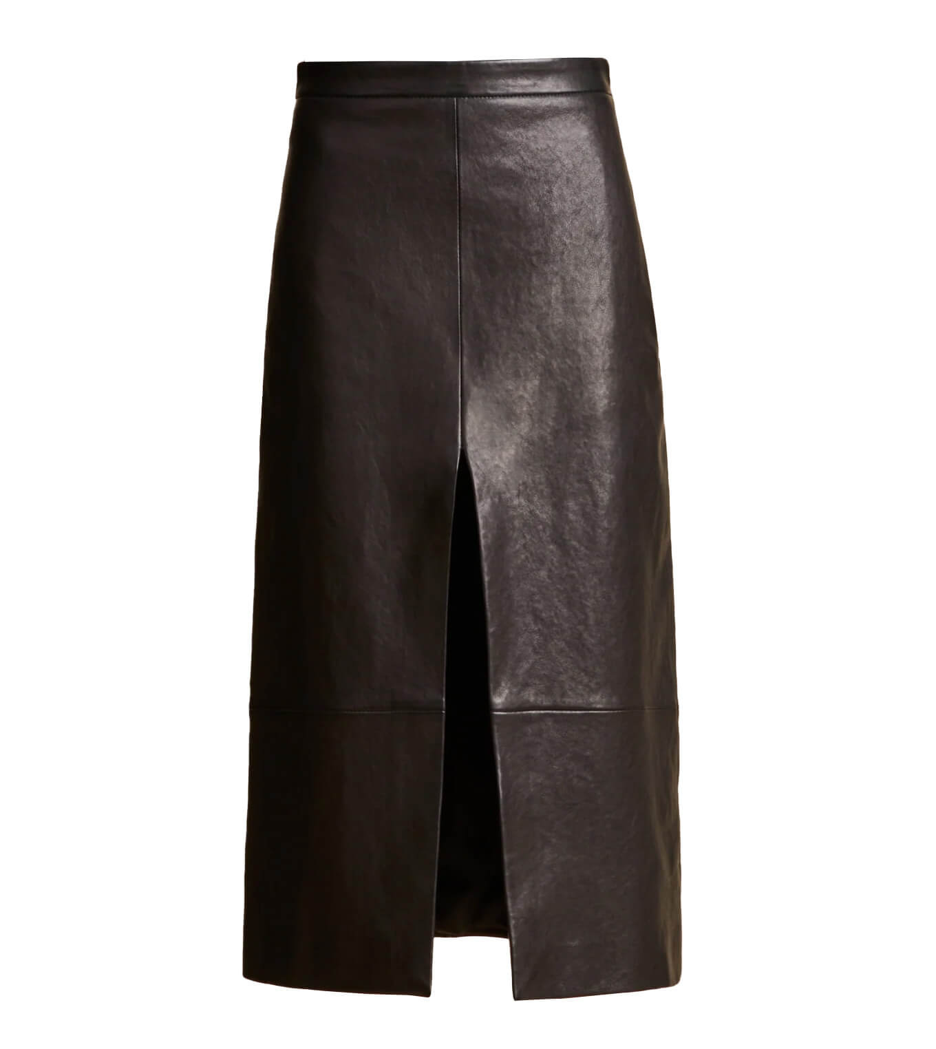 KHAITE Fraser Skirt Black 100% Lambskin Slit Skirt