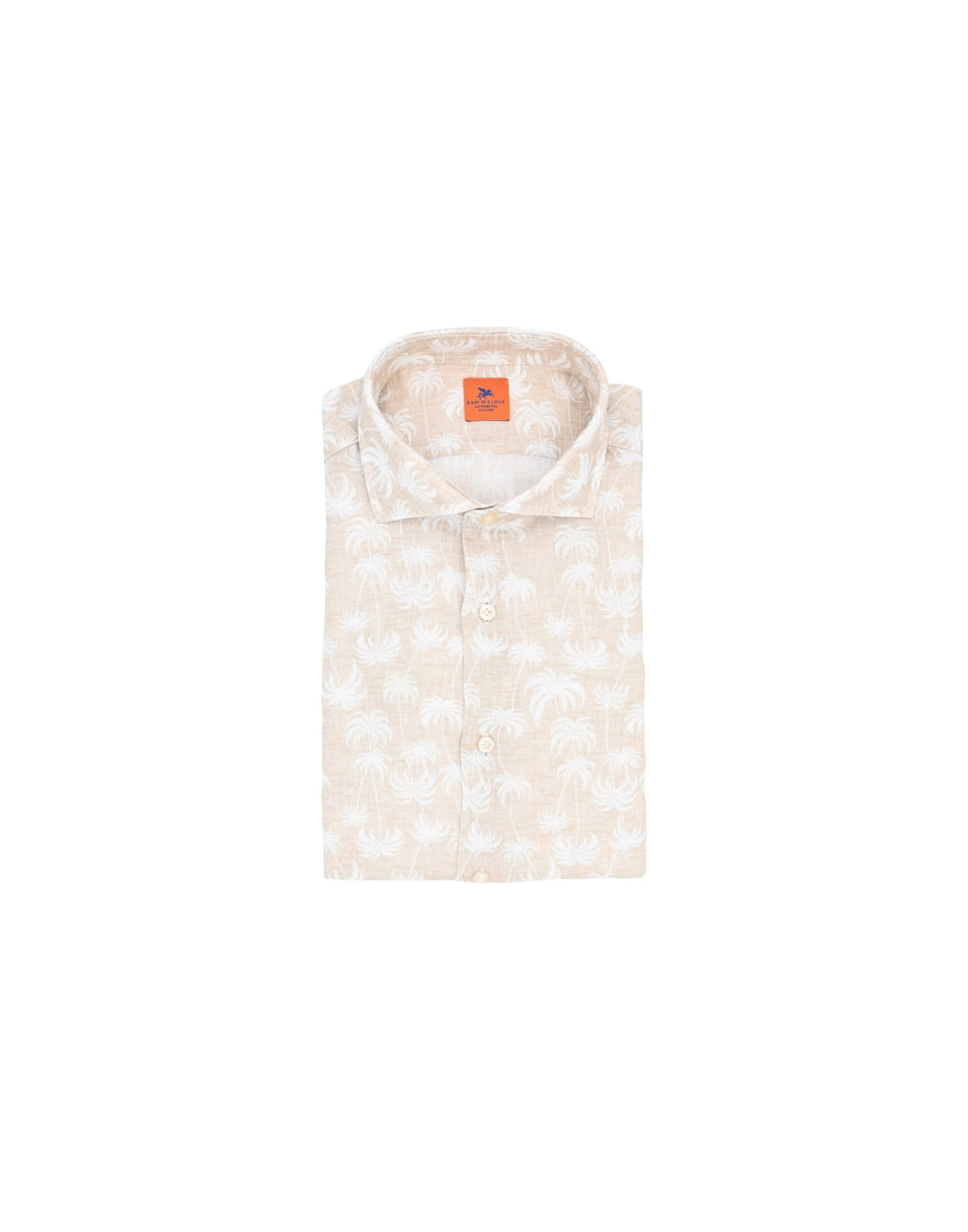 SAM MALOUF ORANGE LABEL Linen Palm Tree Sport Shirt