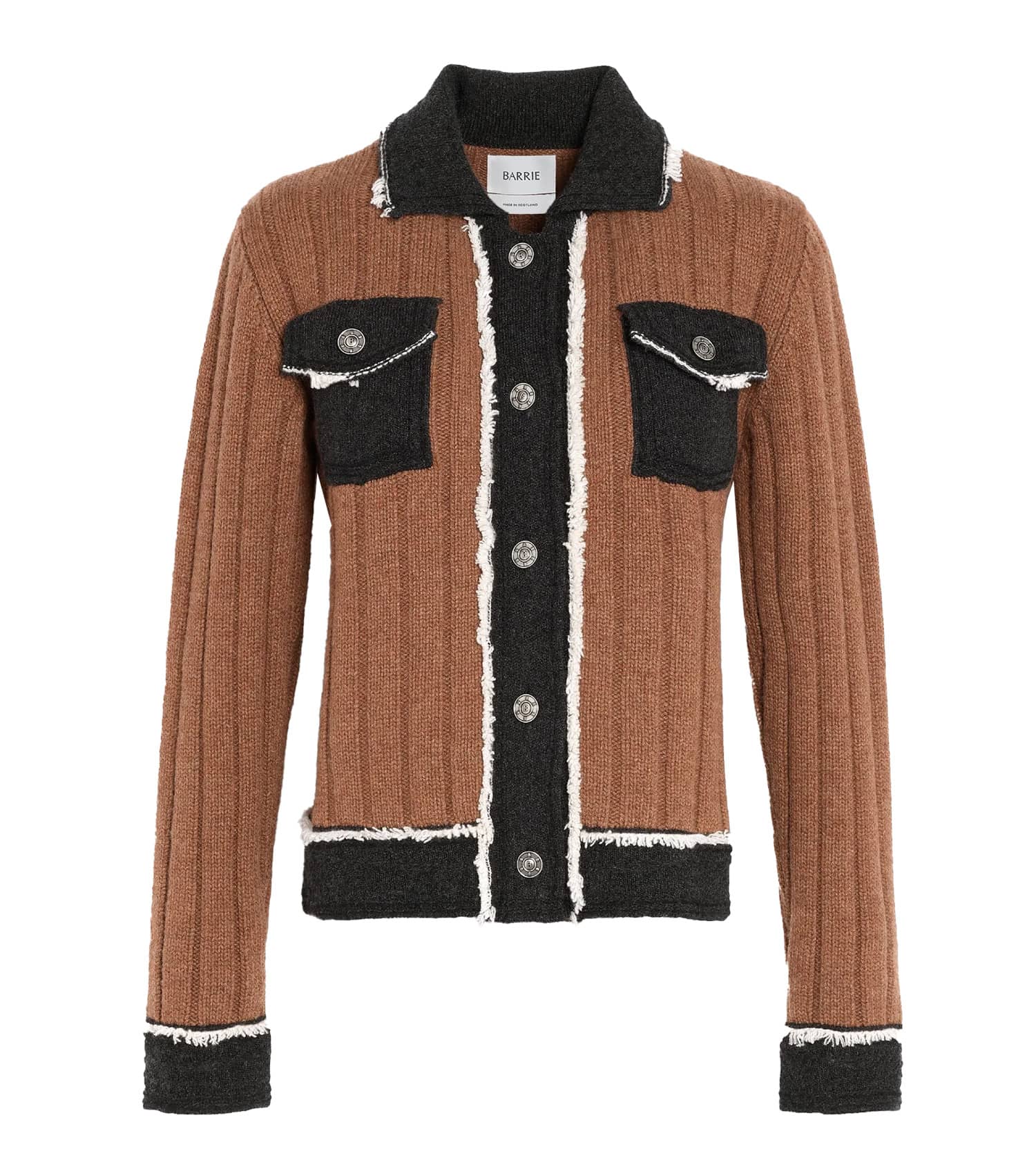 BARRIE Long Sleeve Denim Jacket Hybrid Ribbed Knit