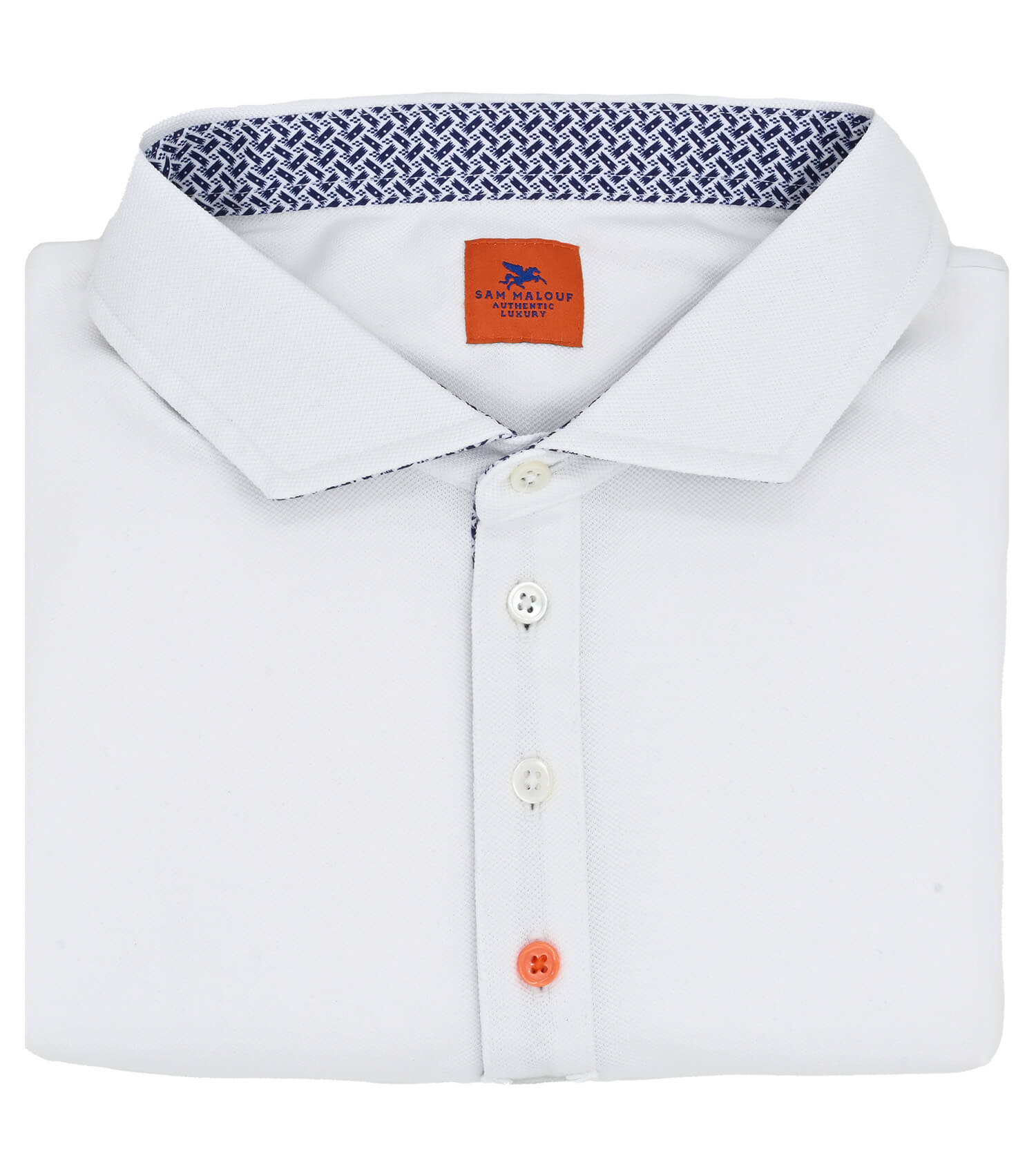 SAM MALOUF Orange Label Tech Pique Polo
