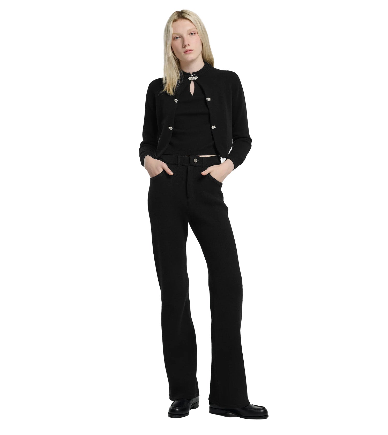 BARRIE Long Sleeve Cashmere Cardigan with Jewel Details