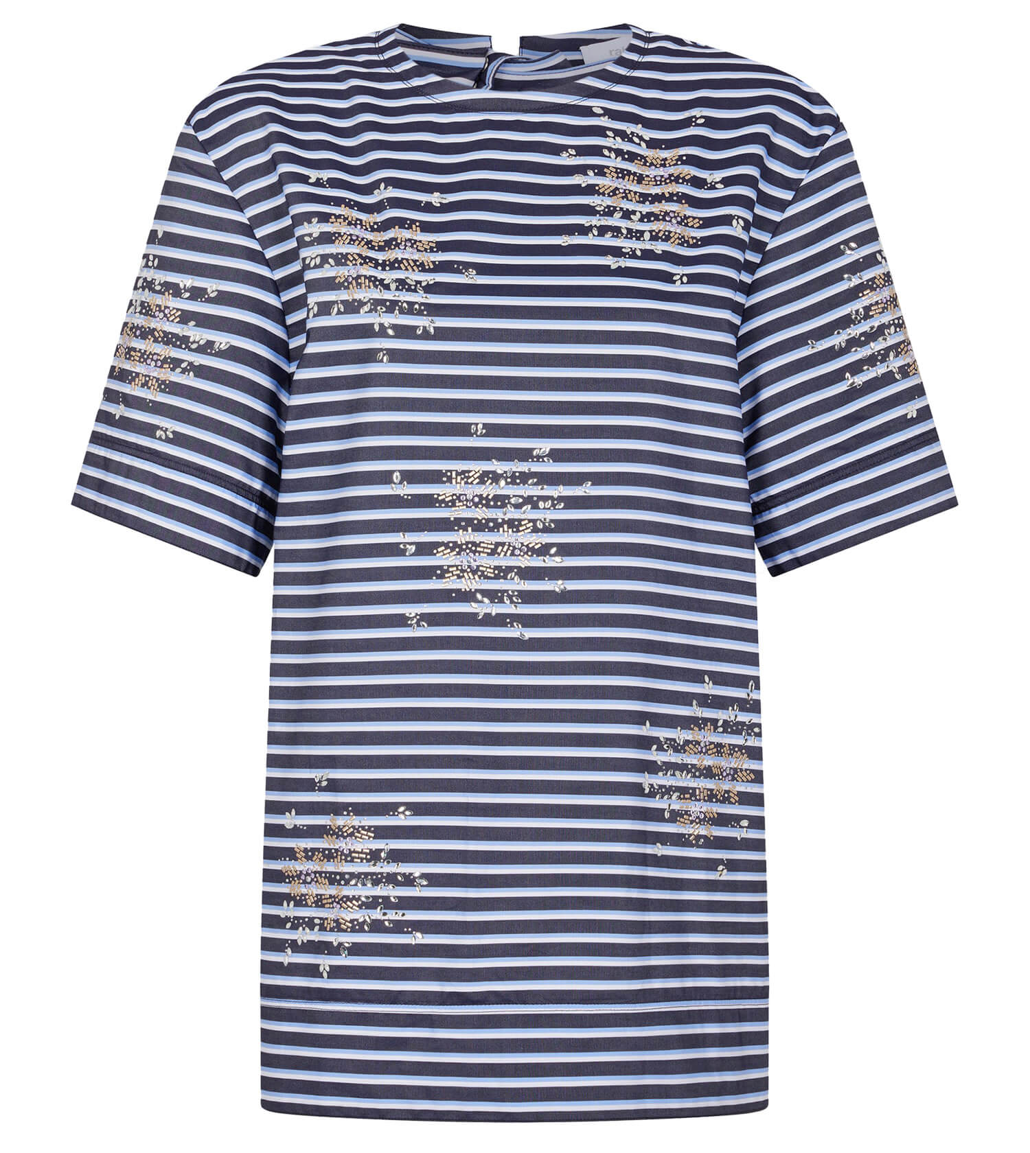 RABANNE Haut Top Short Sleeve Stripe Black And Blue
