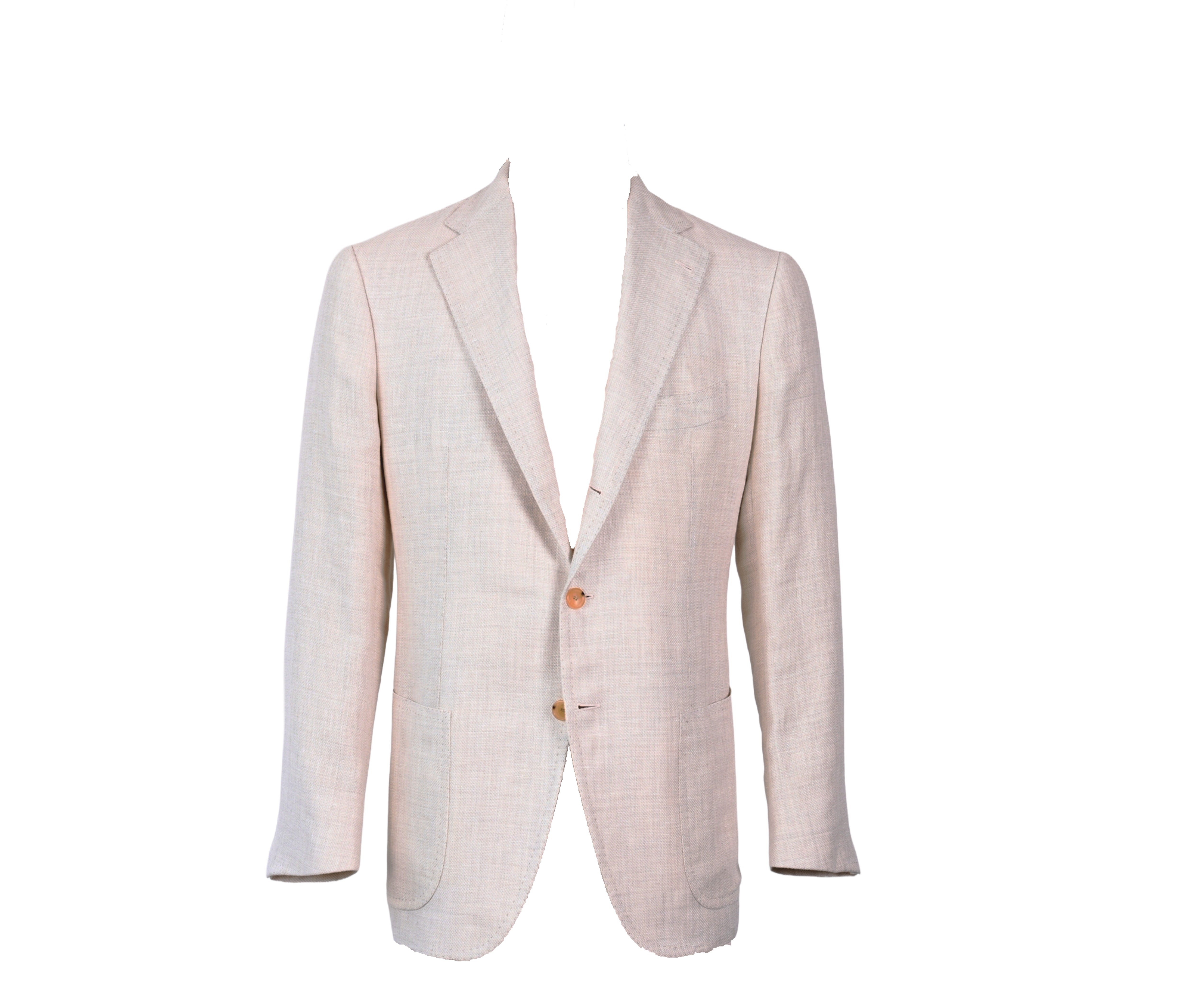 Light pink blazer with a single button on a white background