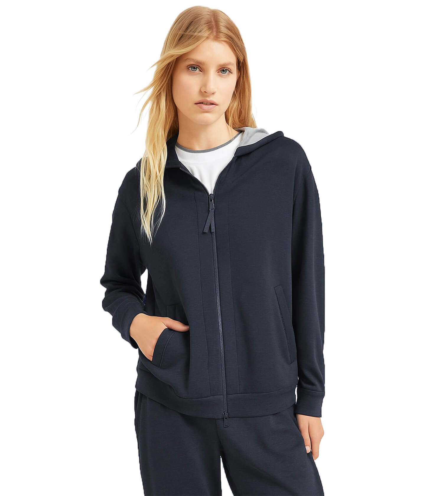 BRUNELLO CUCINELLI Cotton And Silk Interlock Hooded Sweatshirt With Precious Zipper Pull