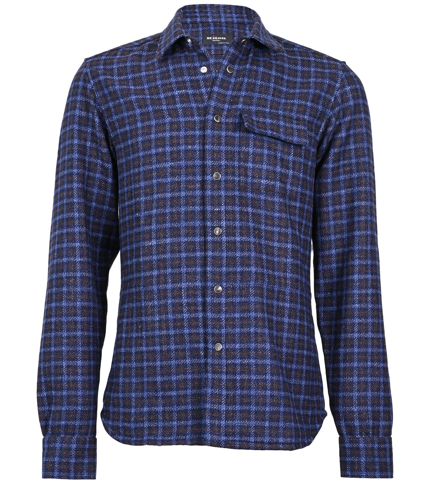 KITON Navy/Brown Plaid Overshirt