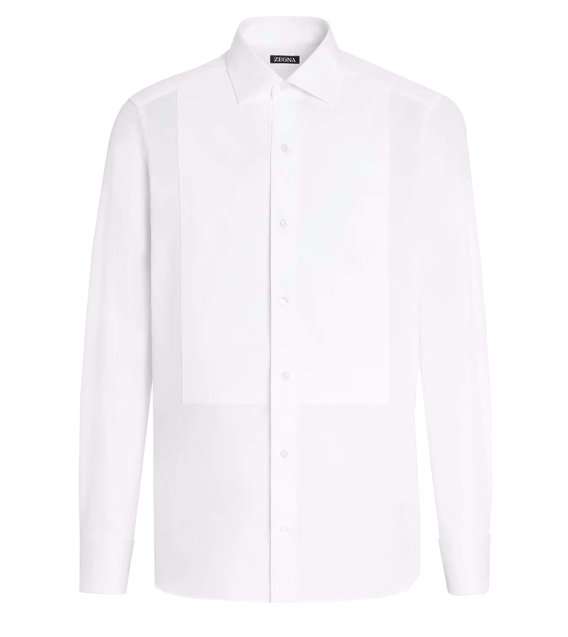 ZEGNA Barrel Cuff White Dress Shirt