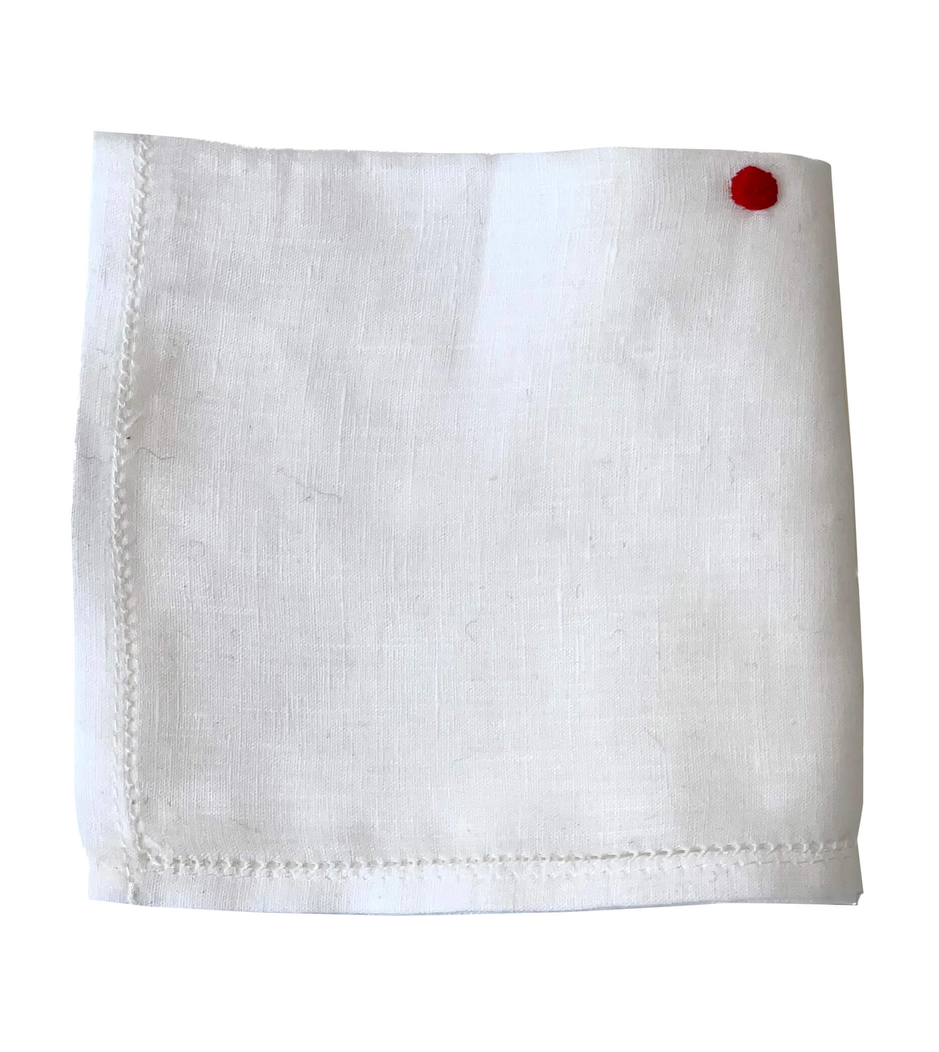 KITON White Linen Pocket Square